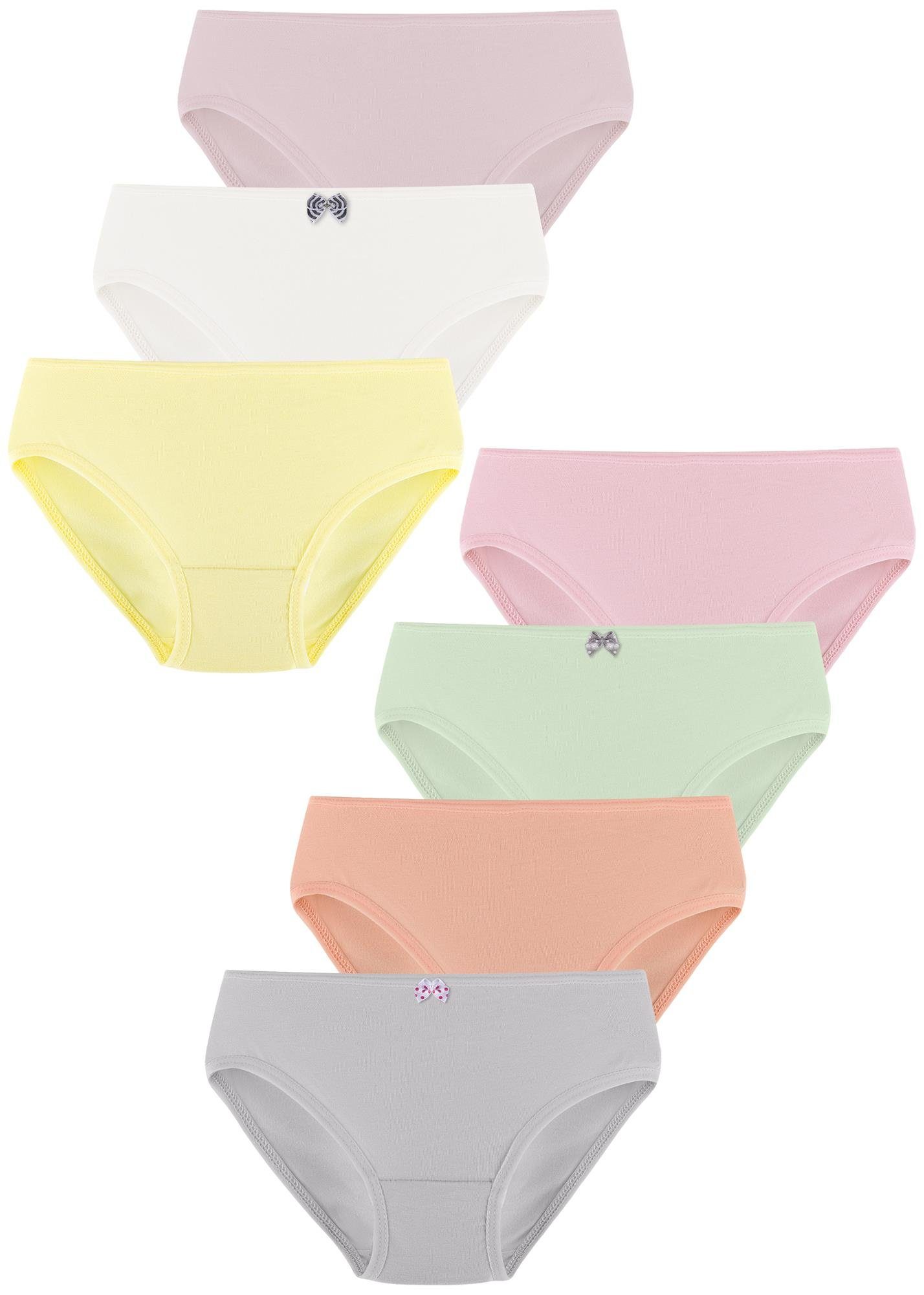 LOREZA Slip 7 Mädchen Kinder Slips Baumwolle Unterhosen Unterwäsche (Spar-Packung, 7-St) | Klassische Slips