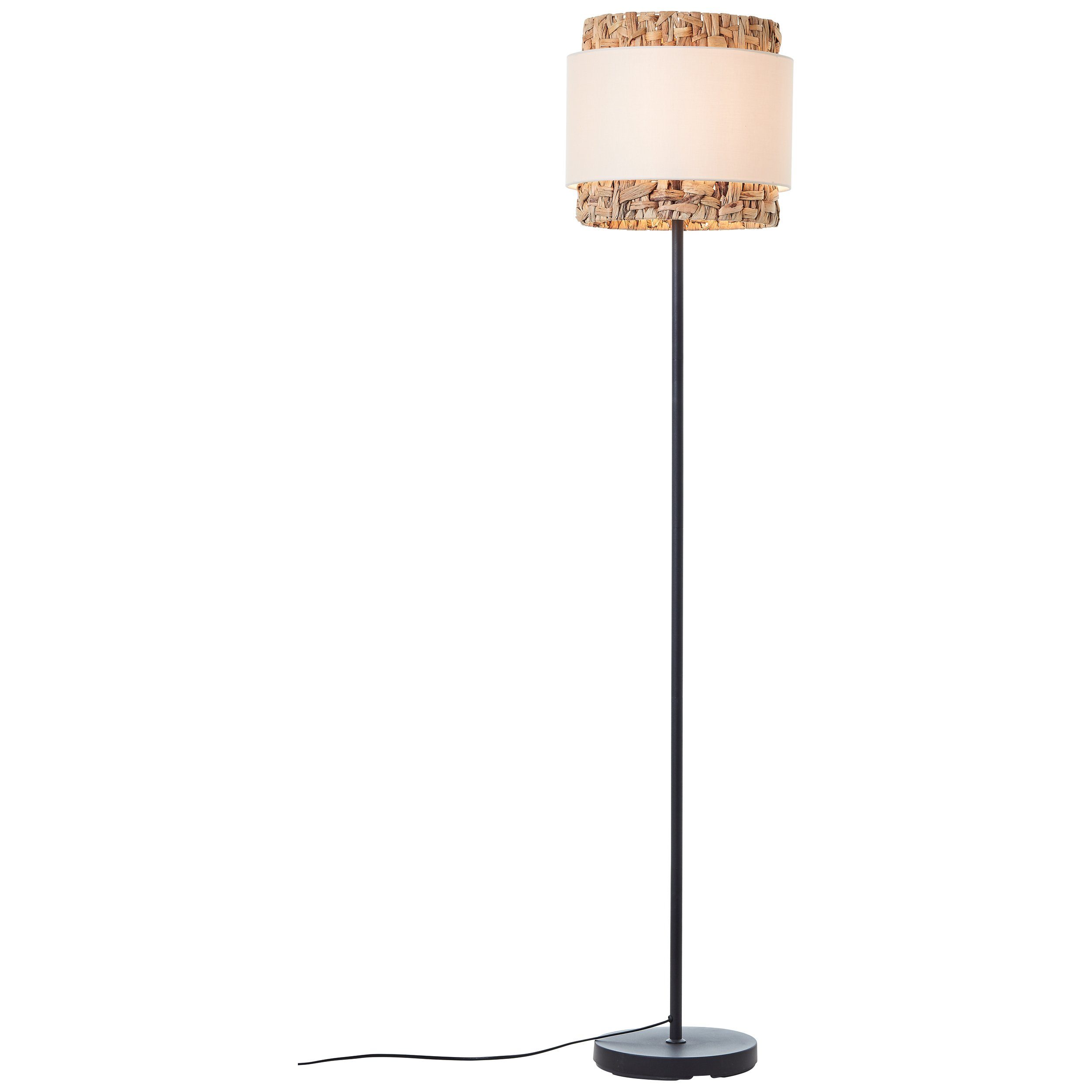 Brilliant Stehlampe Waterlilly, ohne Leuchtmittel, Ø 35 cm, E27,  Metall/Textil/Wasserhyazinthe, schwarz/natur/weiß