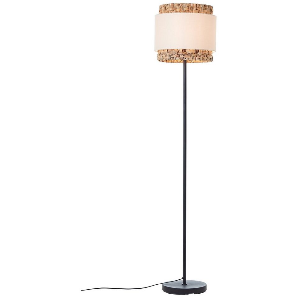 Brilliant Stehlampe Waterlilly, ohne Leuchtmittel, Ø 35 cm, E27,  Metall/Textil/Wasserhyazinthe, schwarz/natur/weiß