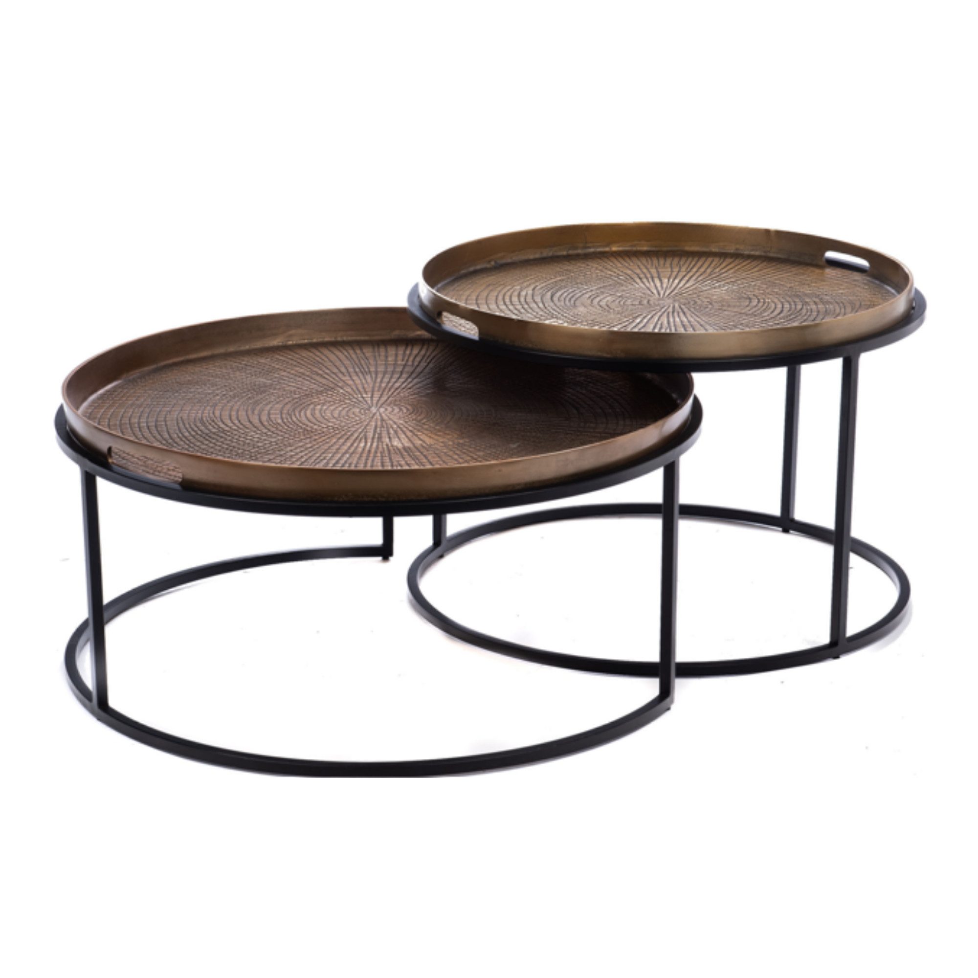 Villa Möbel Couchtisch Julie (Set, 3-St., 3er Set), aus Aluminium Kupferoptik mit schwarzem Metallgestell