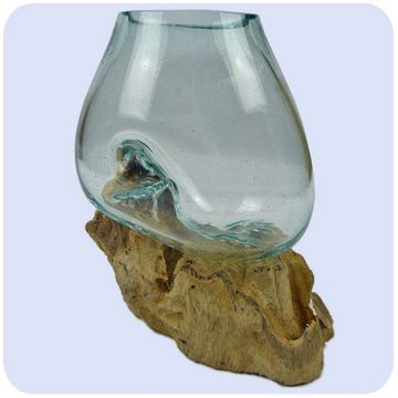 SIMANDRA Dekovase Wurzelholz (Vase klein), GH: 17 - 19 cm, Wurzel L: 15 - 17 cm B: 14 - 16 cm, Glas ø 6 - 7 cm