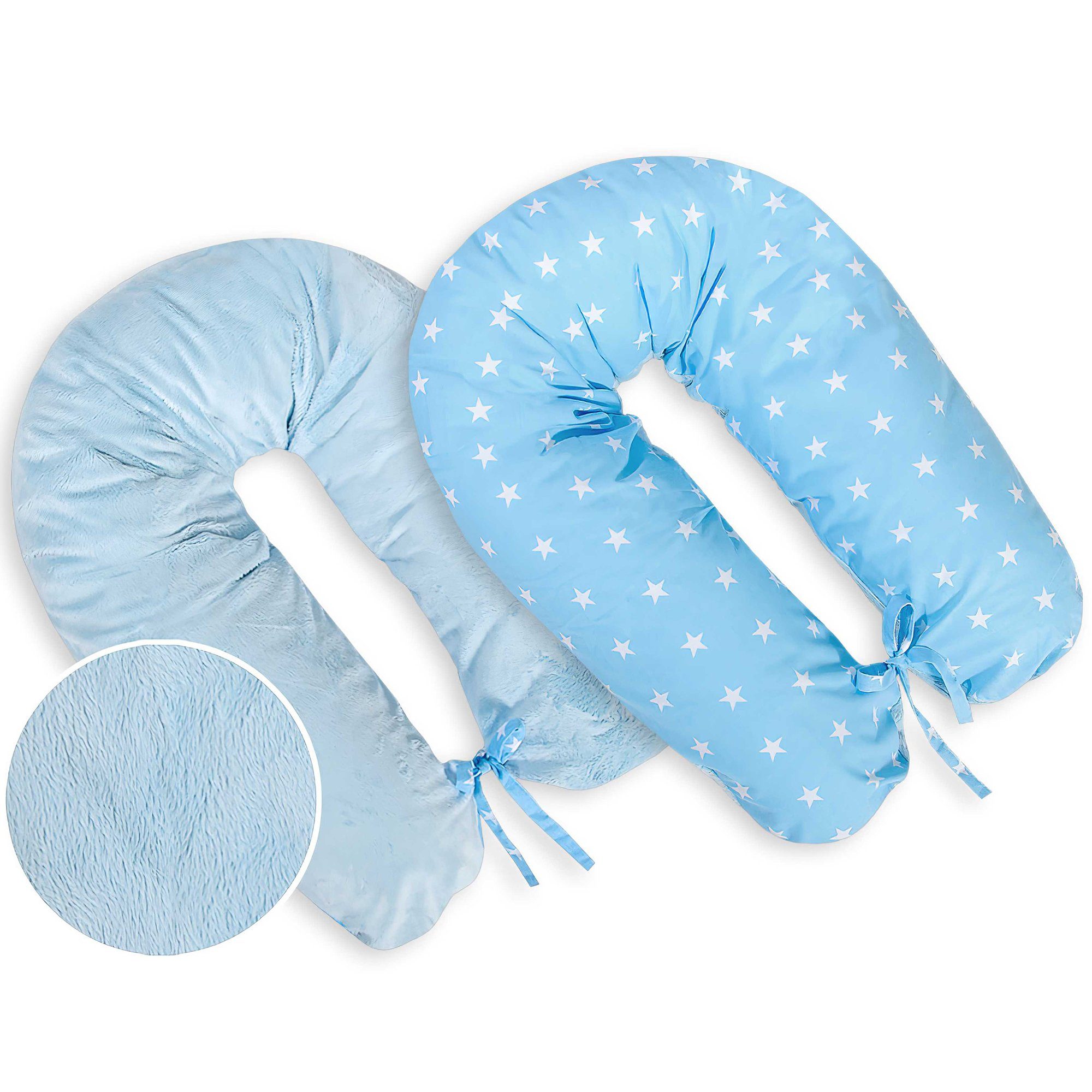 NYVI Stillkissen Schwangerschaftskissen NYVICozy 170cm Seitenschläferkissen 2-seitig, 1-tlg., Lagerungskissen, 100% Baumwolle, abnehmbarer Bezug, mit Reißverschluss Blaue Sternchen