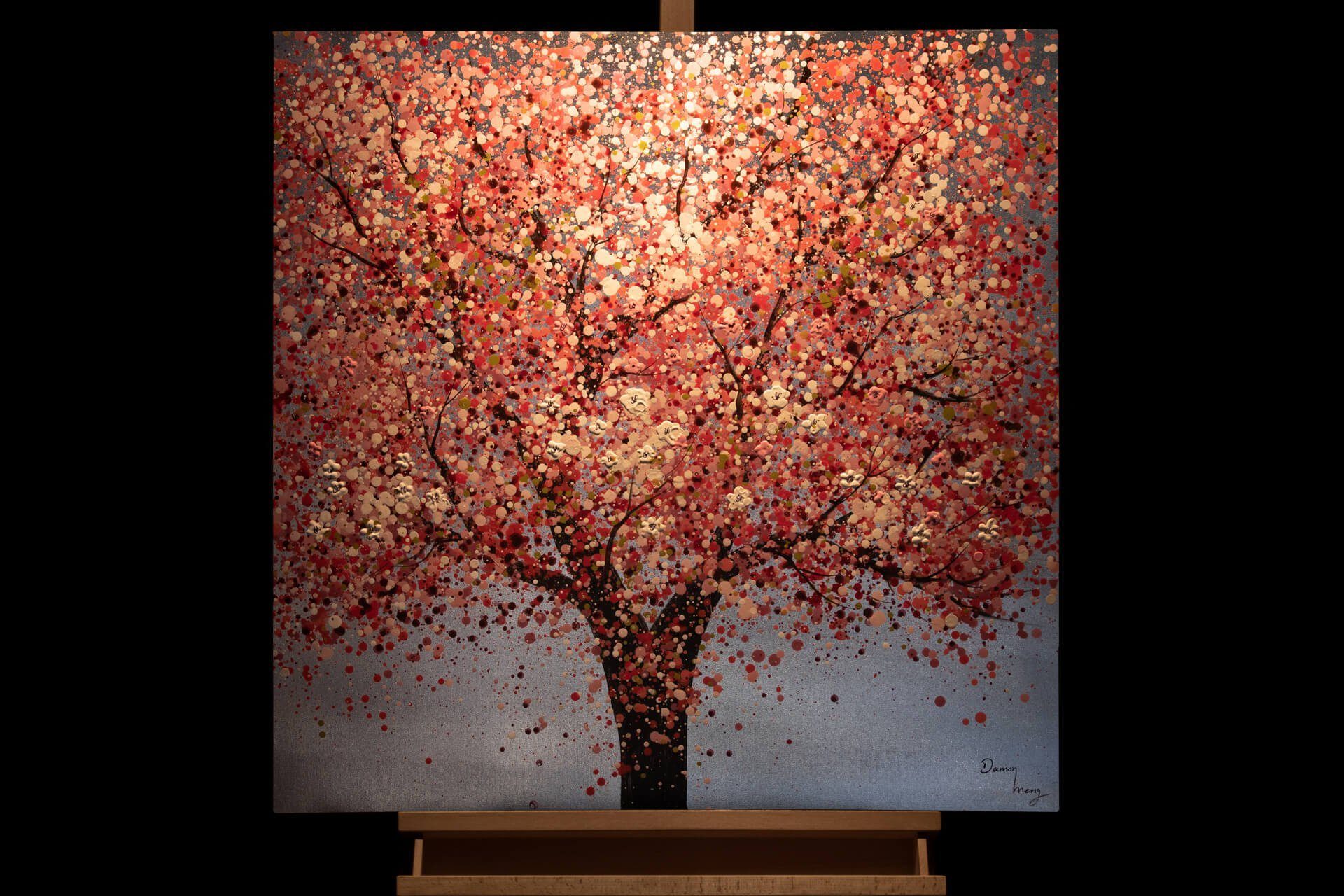 KUNSTLOFT Gemälde Kirschblütenzauber Wohnzimmer Leinwandbild HANDGEMALT Wandbild cm, 100% 80x80