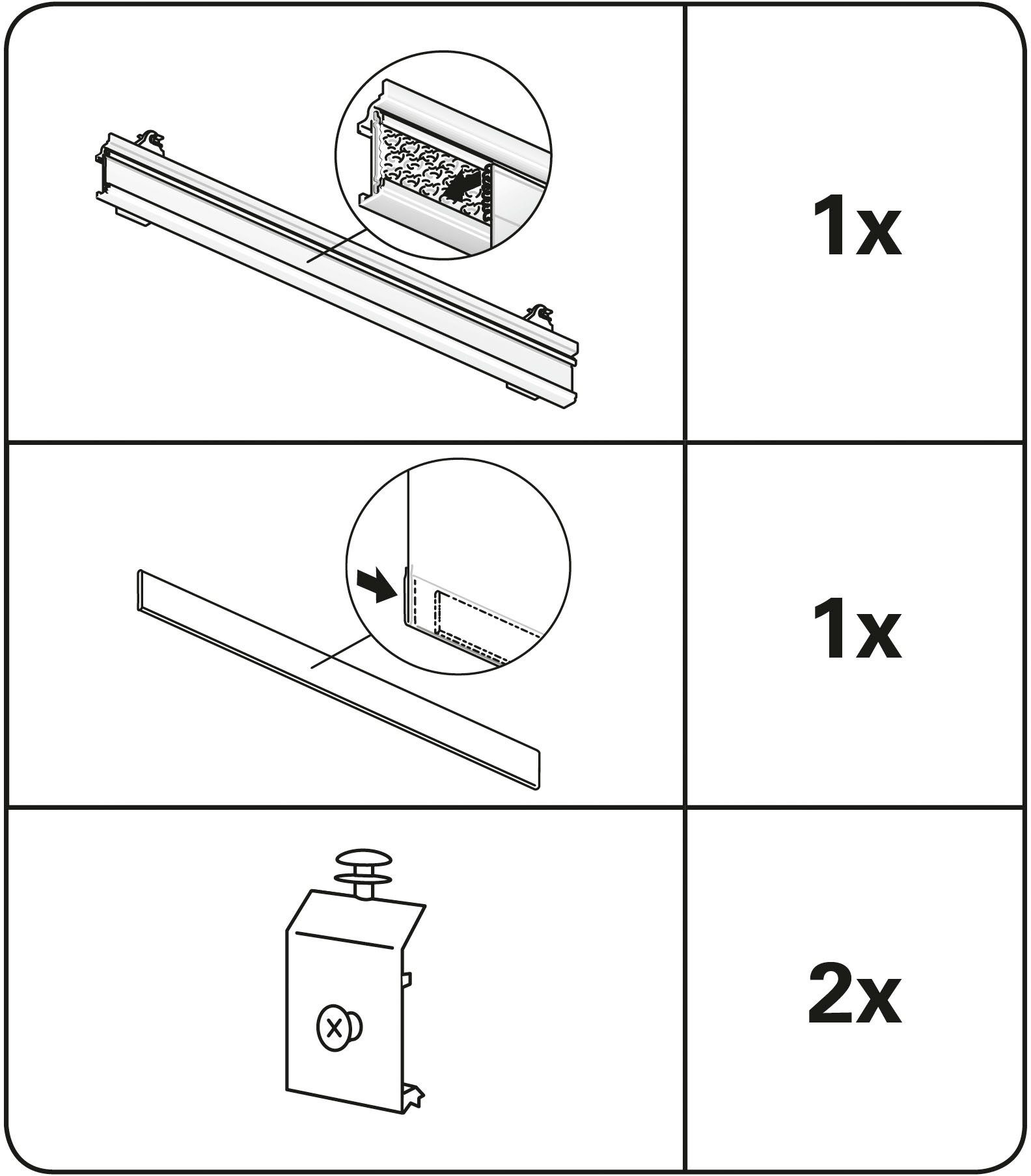 GARDINIA Paneelwagen mit Klettband und Beschwerungsprofil, Flächenvorhangschiene, (Set), Serie Flächenvorhang-Technik Atlanta 3-läufig