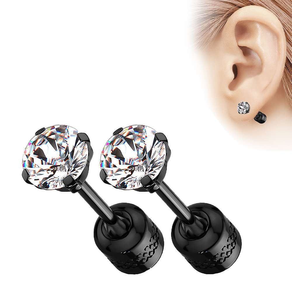 Taffstyle Paar Ohrstecker Gesundheitsstecker Ohrringe Erststecker Chirurgenstahl mit Kristall (Medizinische Ohrringe für empfindliche Ohren mit Zirkonia Kristall)