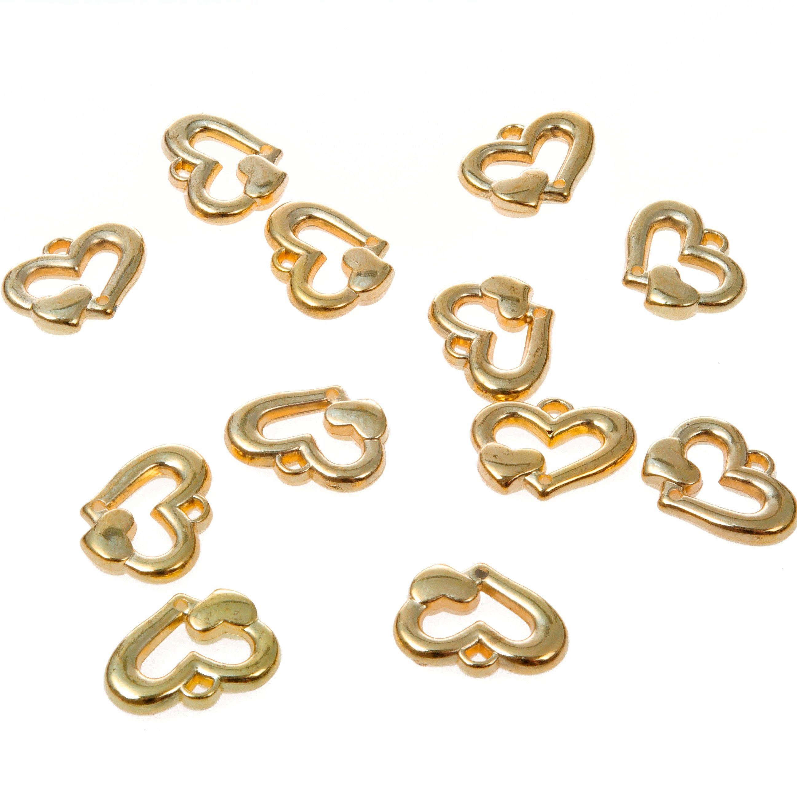Deko AS Streudeko Herzen zum Streuen und Auffädeln - Gold - 2,5 cm - 3 Beutel je 12 Stk