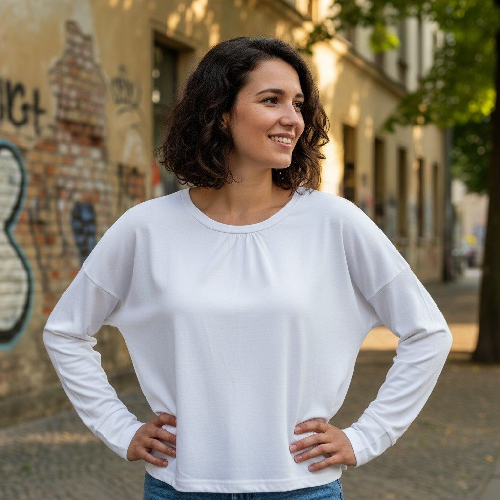 Guru-Shop Longsleeve Einfarbiges Basic Shirt, lockeres Langarmshirt.. alter günstig online kaufen
