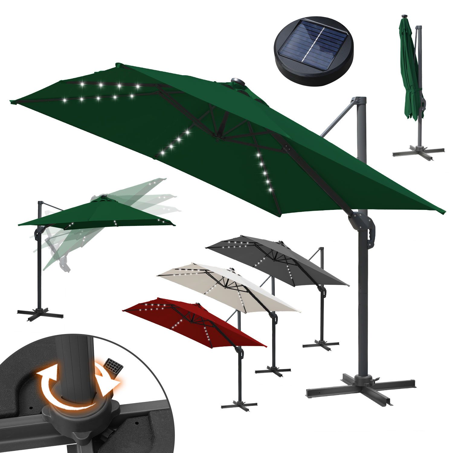 Clanmacy Ampelschirm Marktschirm Wasserdicht Beschichtung - 360°schwenkbar günstig online kaufen