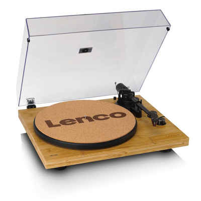 Lenco LBT-335 Plattenspieler Bambus Gehäuse BT Plattenspieler (Riemenantrieb, Bluetooth)