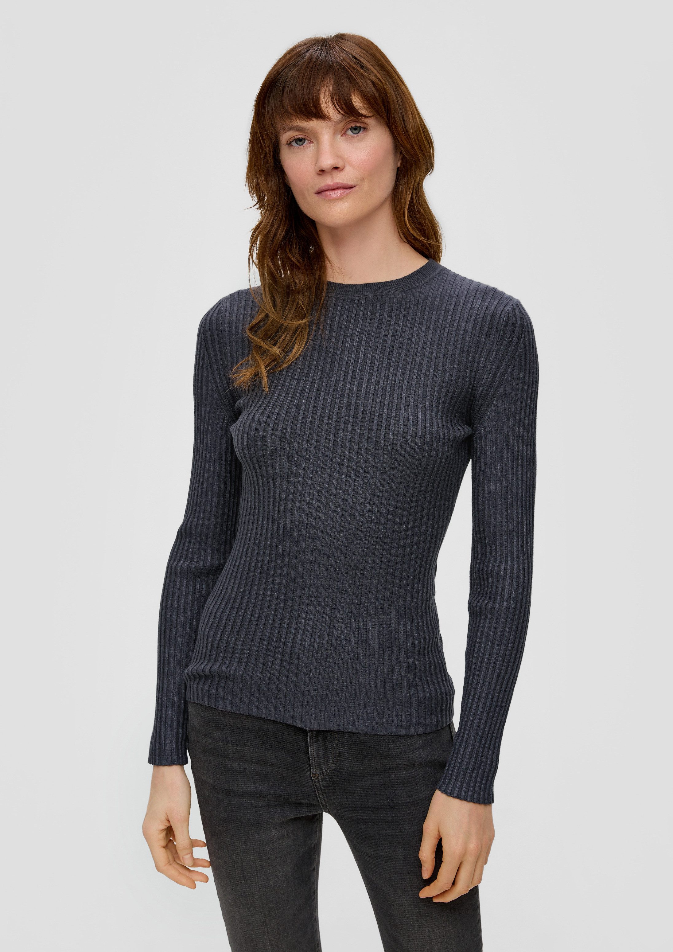 s.Oliver Longpullover Strickpullover Rippstrickpullover aus Viskosemix