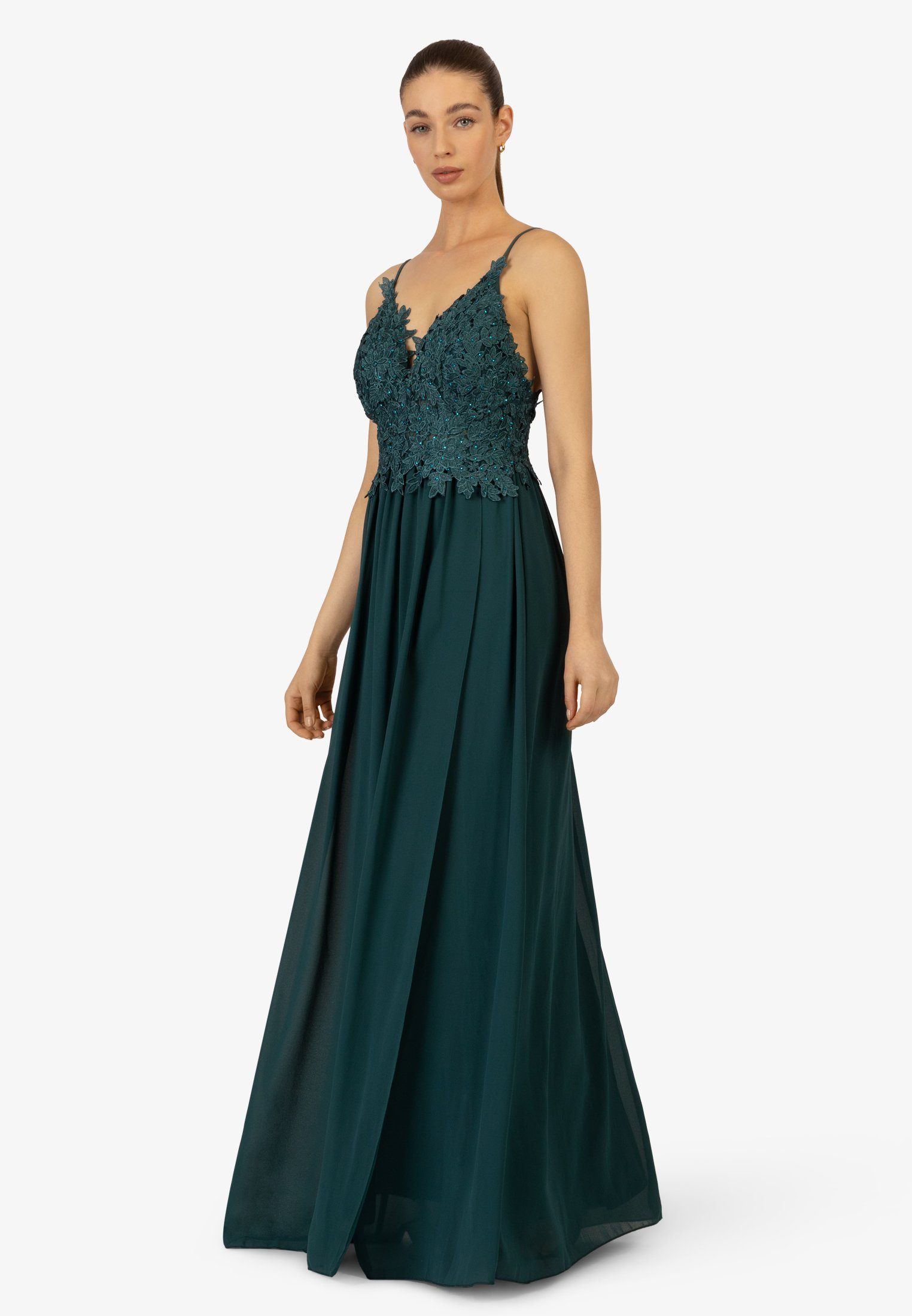 Kraimod Abendkleid aus Mesh, Spitze, Chiffon emerald