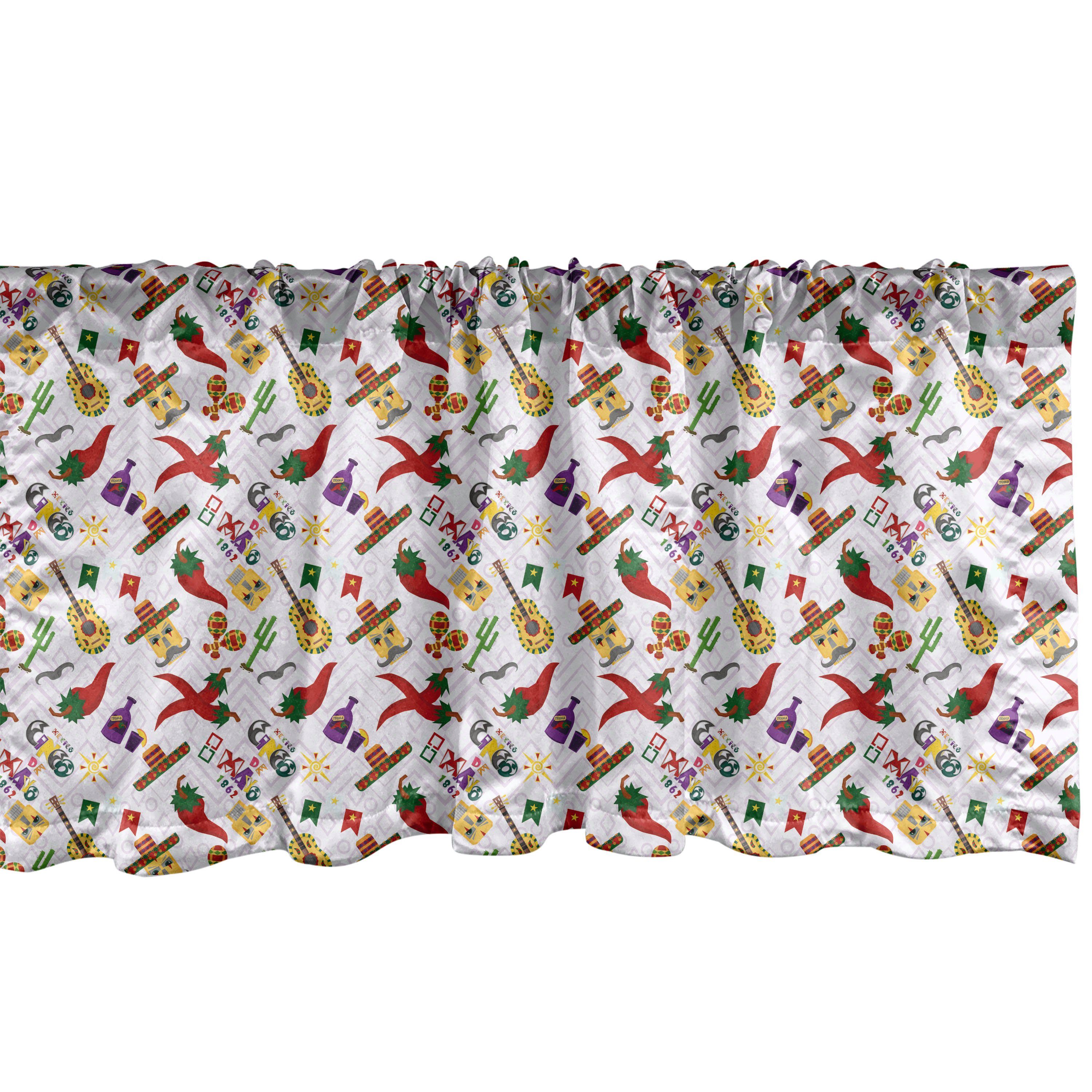 Scheibengardine Vorhang Volant für Küche Schlafzimmer Dekor mit Stangentasche, Abakuhaus, Microfaser, Cinco de Mayo Mexikaner