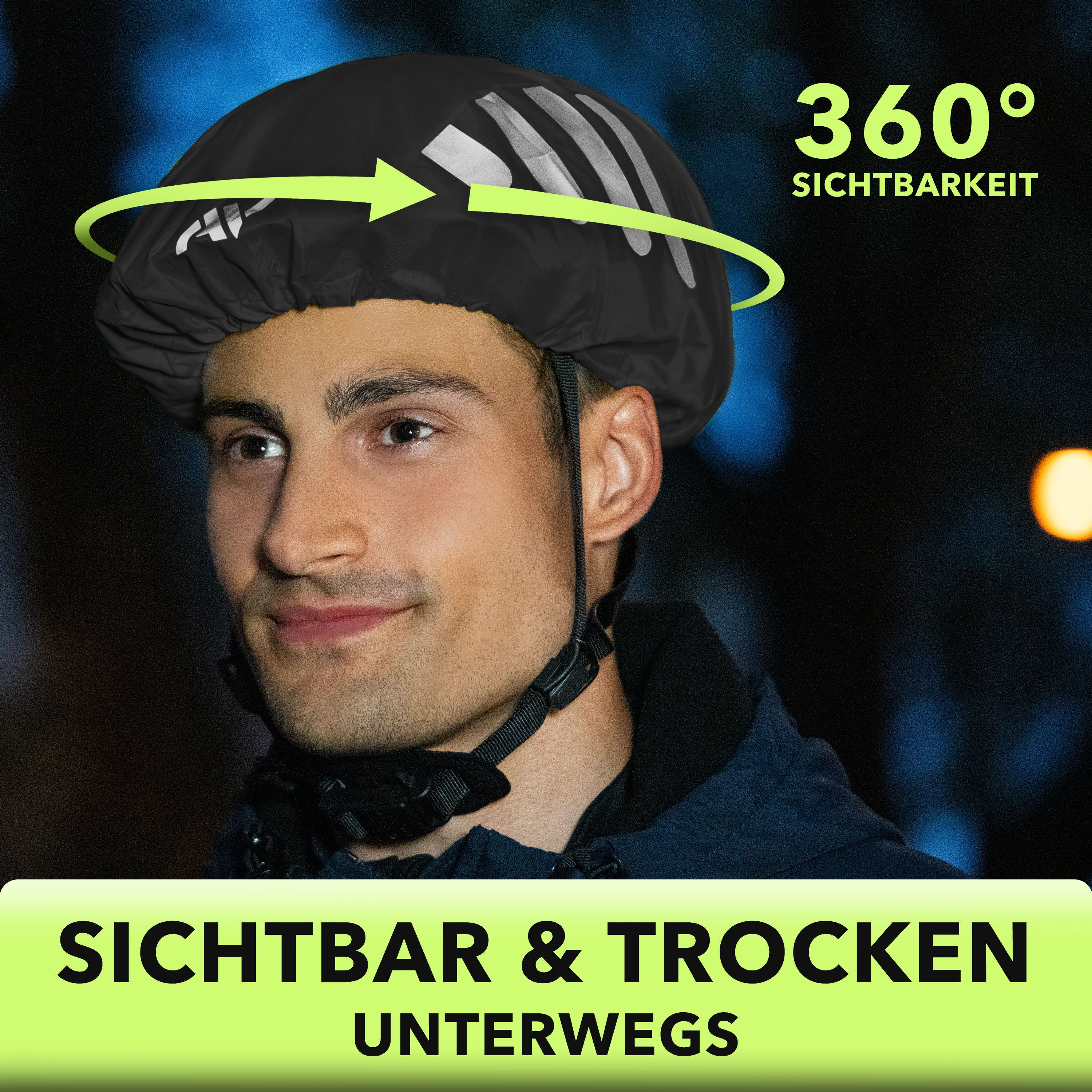 AVANA Fahrradhelmüberzug Regenschutz für Fahrradhelm reflektierende Abdeckung Regenüberzug, Reflektoren, Wasserdicht