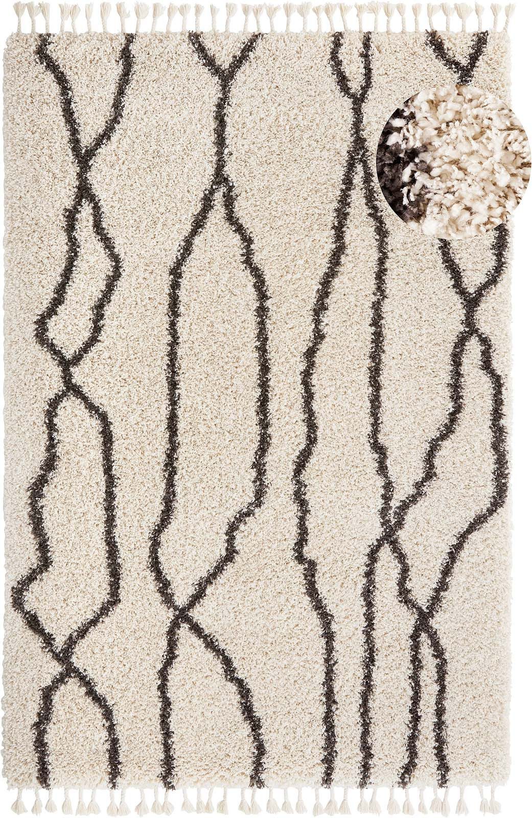 TaraCarpet Langflor-Teppich Tara Carpet Twilight Fes Hochflor, Langflor, Shaggy weiß, rechteckig, Höhe: 60 mm, Wohnzimmer, Schlafzimmer, Esszimmer 160x230