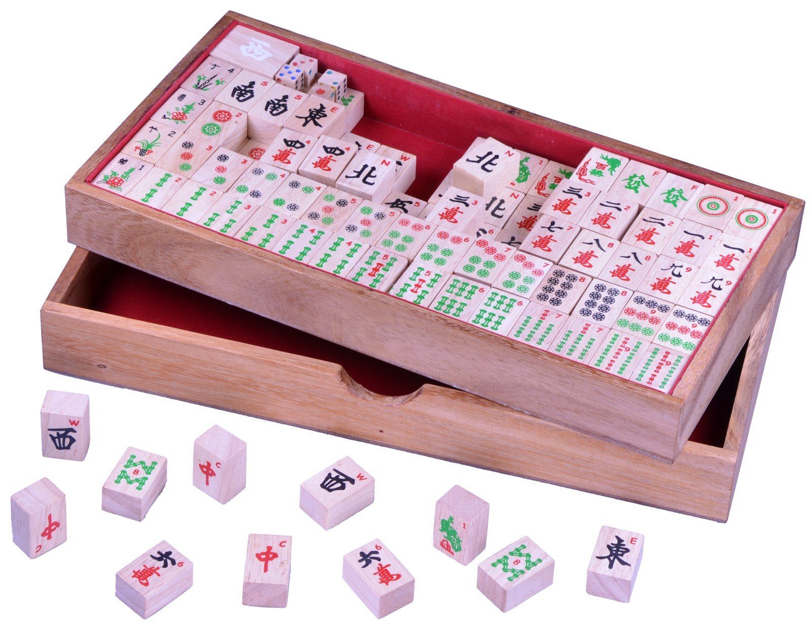 Logoplay Holzspiele Spiel, Mayong für 4 Spieler - 144 Spielsteine in einem Holzkasten Holzspielzeug