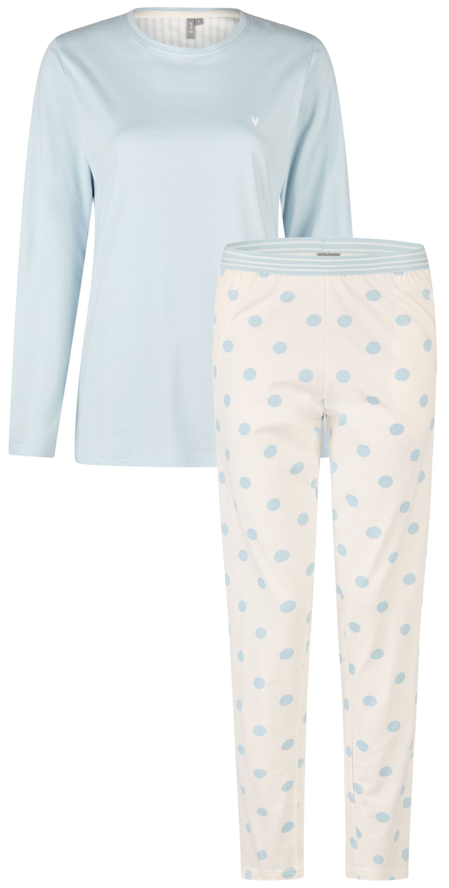 By Louise Schlafanzug Night Muse (Set, 2 tlg., 2-teilig) Damen Pyjama lang Baumwolle Dots