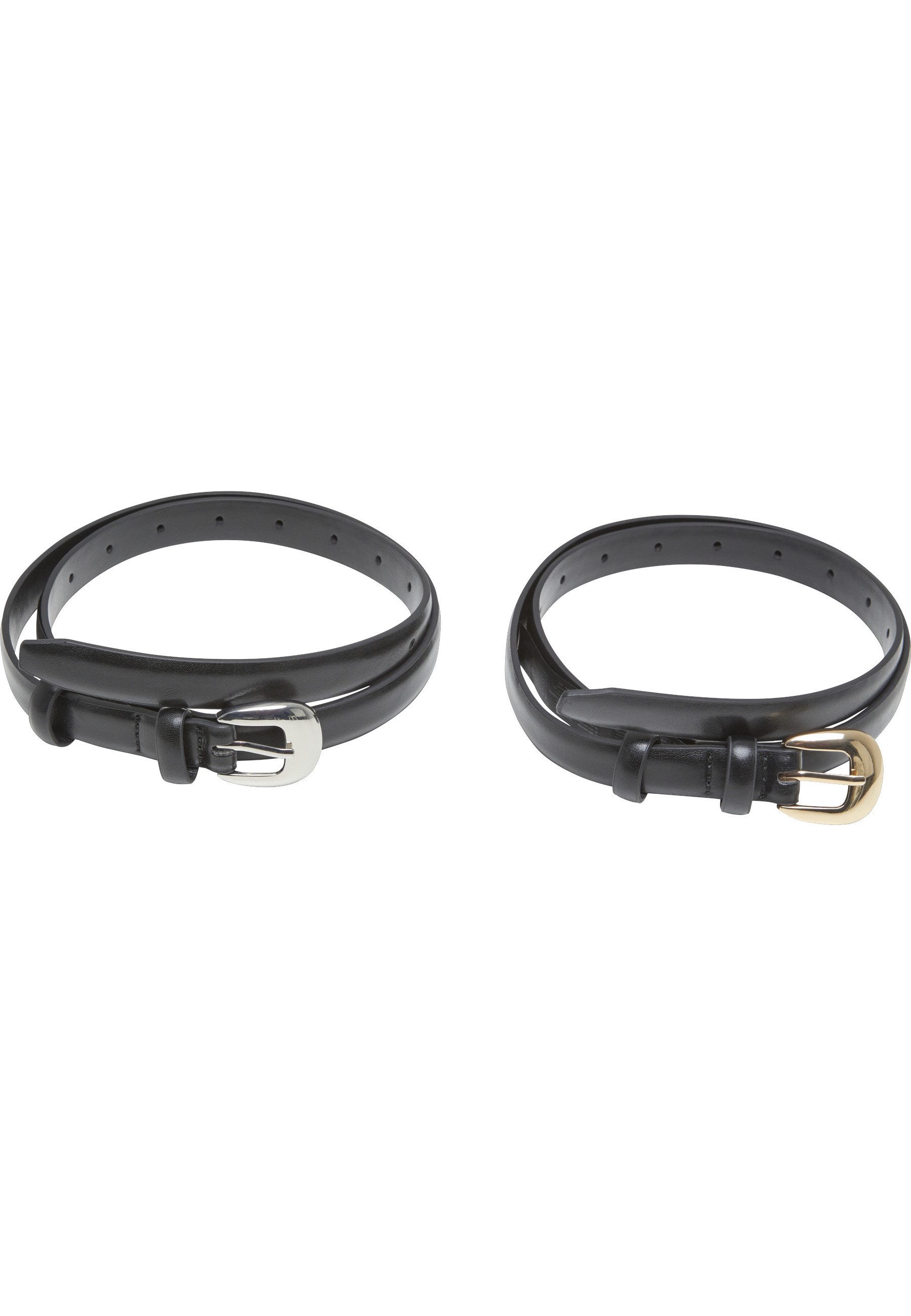 URBAN CLASSICS Synthetikgürtel Urban Classics Chunky Buckle Slim Belt 2-Pack