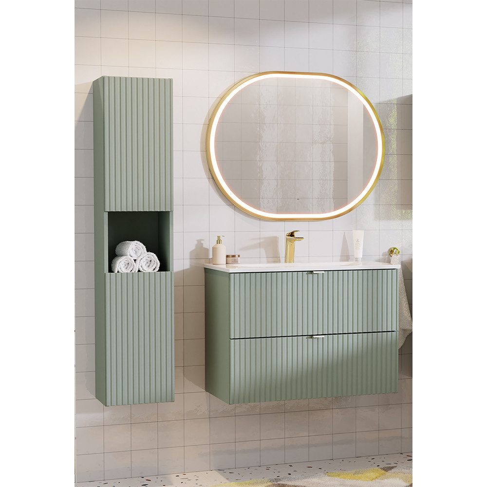 Lomadox Badmöbel-Set NEWPORT-56-GREEN, (Spar-Set, 3-St., Hochschrank günstig online kaufen