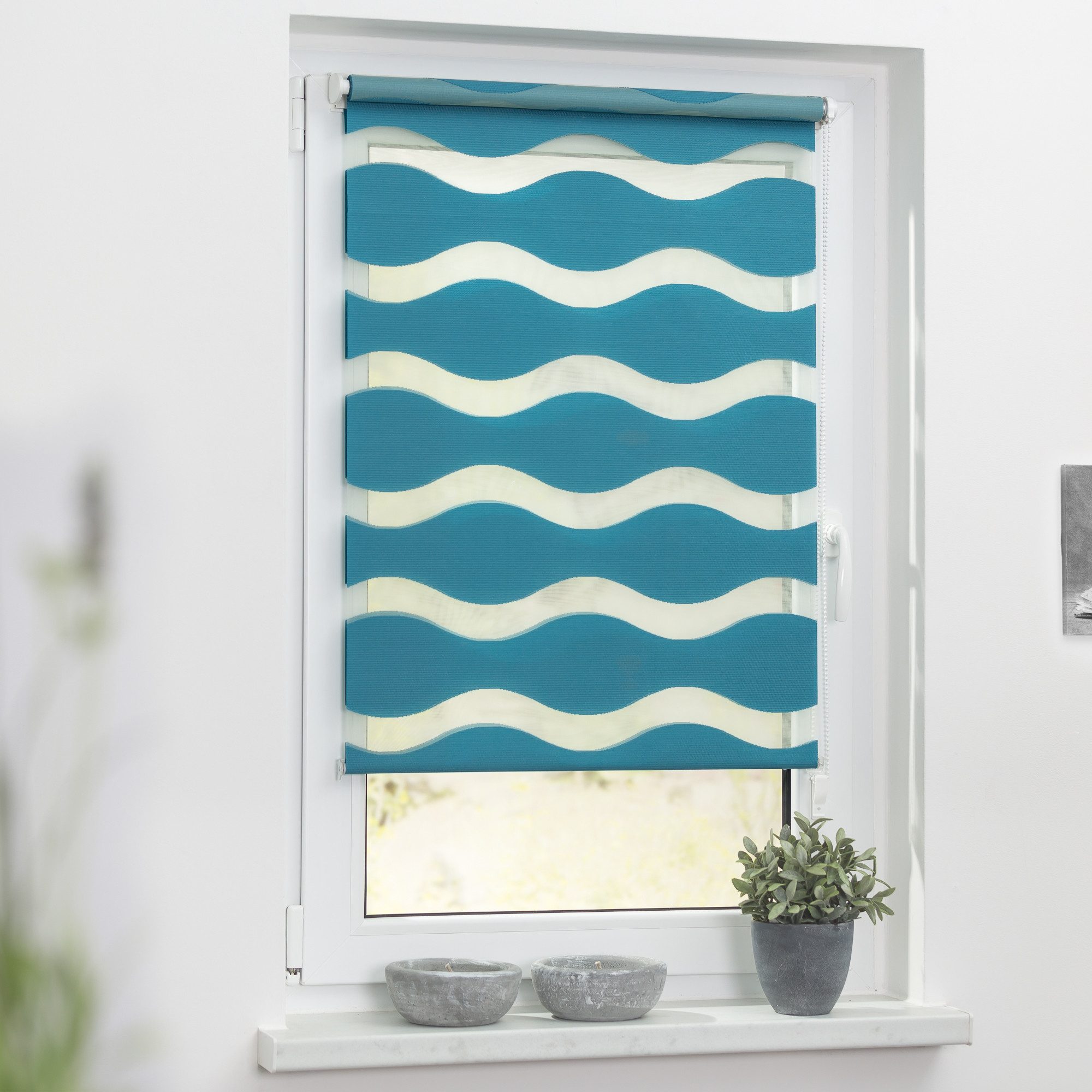 LICHTBLICK ORIGINAL Doppelrollo »Welle Klemmfix, ohne Bohren« halbtranspare günstig online kaufen