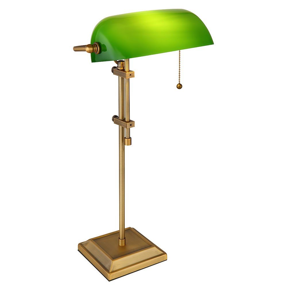 GLOBO LIGHTING Schreibtischlampe, Leuchtmittel inklusive, Warmweiß, Bankerlampe LED Schreibtischlampe Tischlampe höhenverstellbar grün