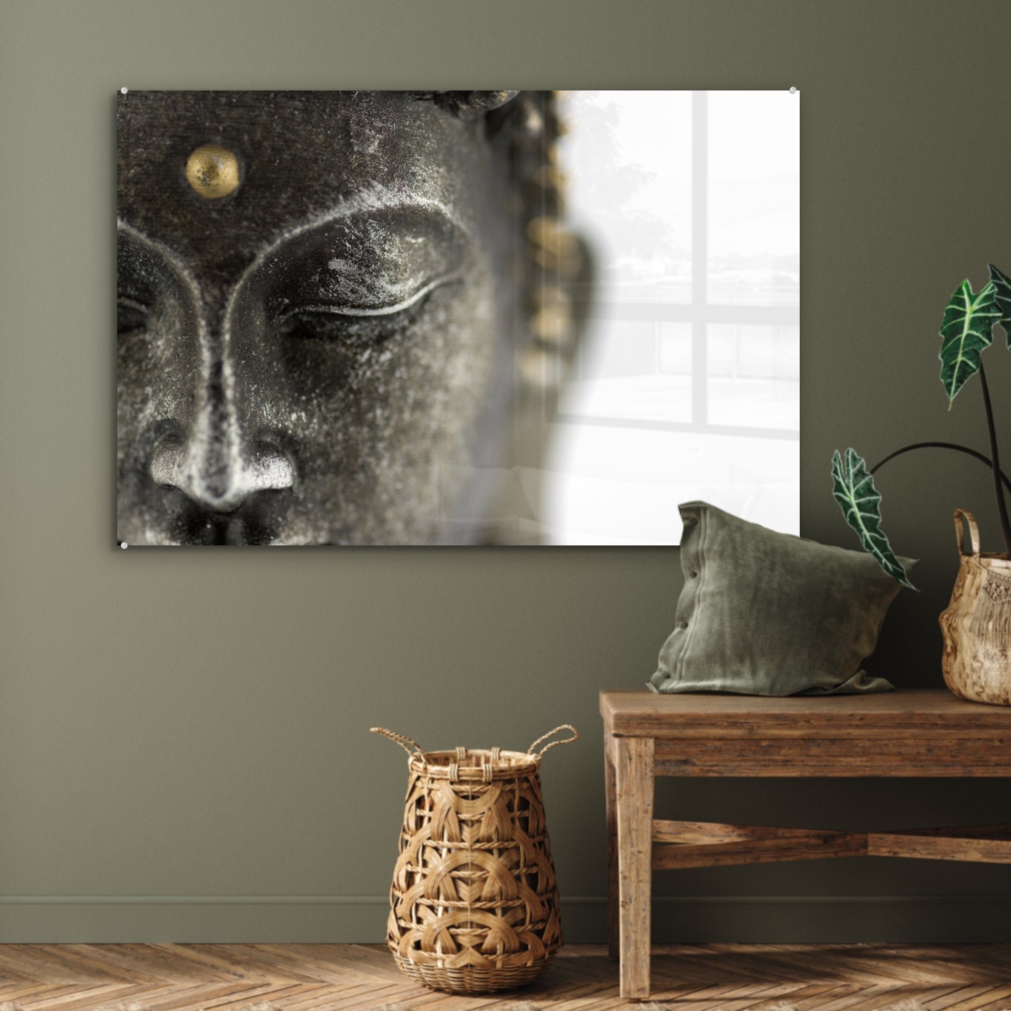 Weiß, Acrylglasbilder - (1 Acrylglasbild - Schlafzimmer MuchoWow Gesicht St), Wohnzimmer & Buddha