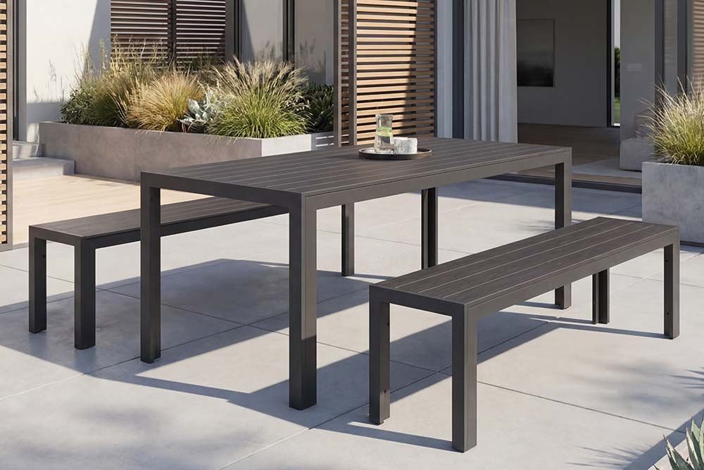 riess-ambiente Gartentisch DESIGNO 205cm anthrazit / schwarz (Einzelartikel, 1-St), wetterfest · Aluminium · Outdoor · Terrasse · bis 8 Personen · Design