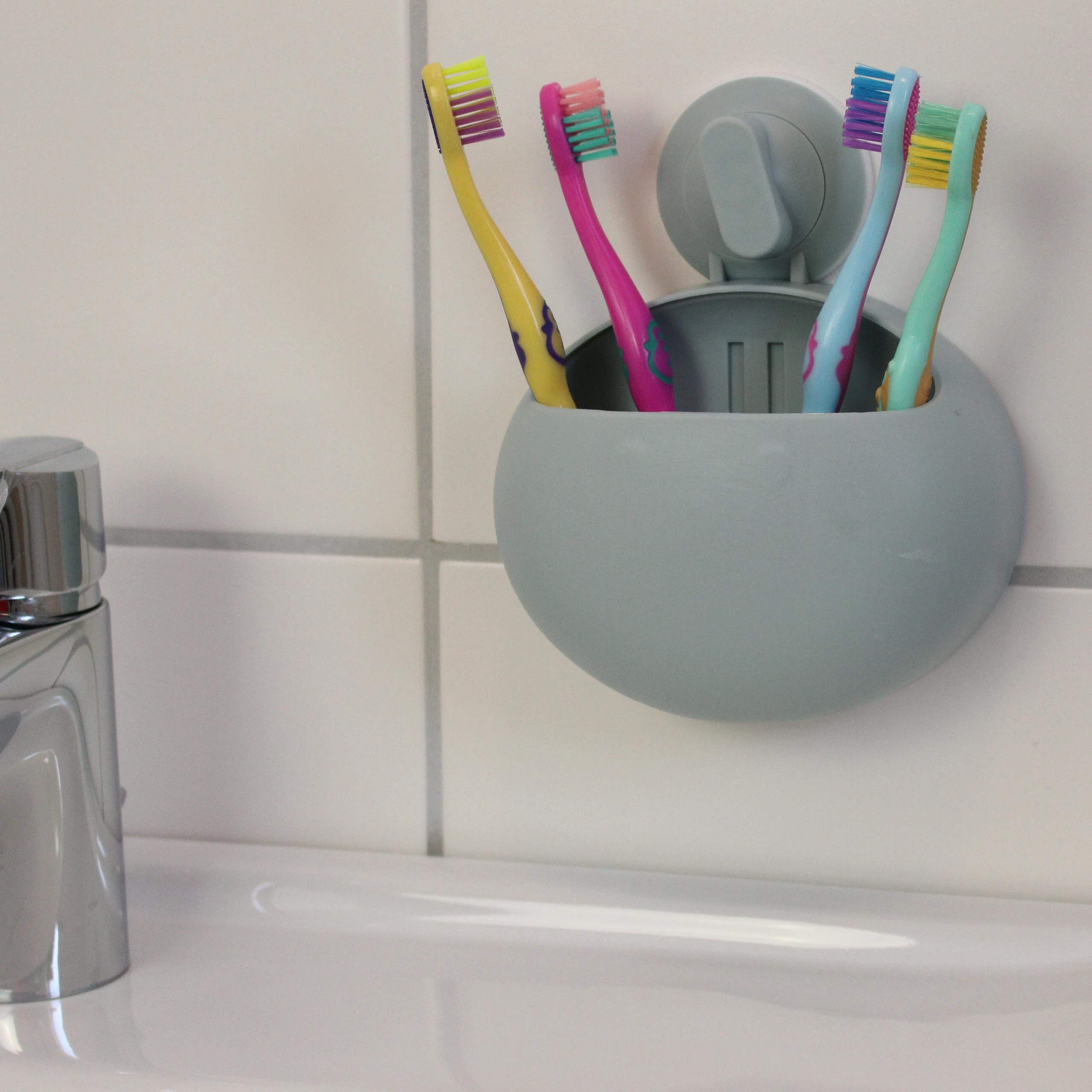 Lantelme Zahnbürstenhalter 2 Stück Set mit Saugnapf Utensilienhalter für Zahnpasta Zahnbürsten, (2 Zahnbürsten Halter im Set) – Bild 4 von 5