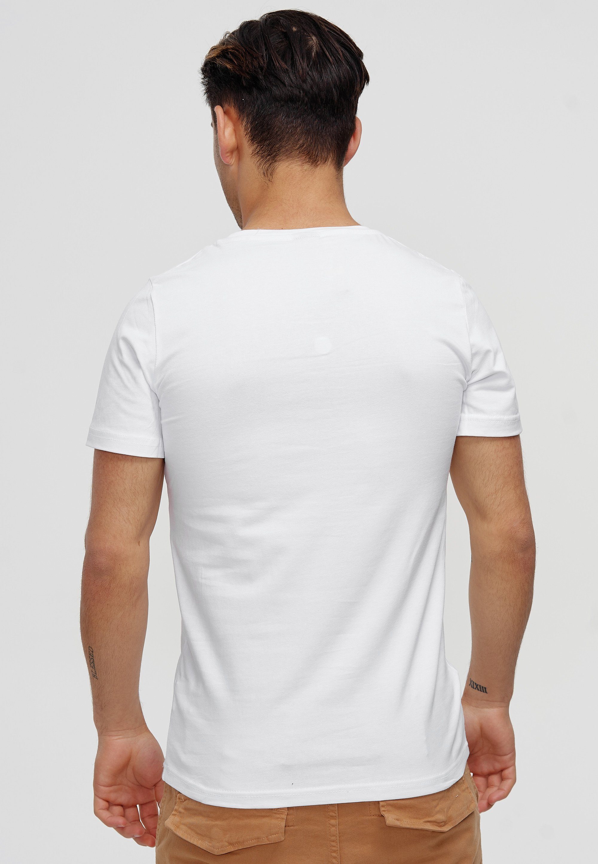 Fitness TS-3733C Kurzarmshirt Weiß Polo OneRedox Freizeit T-Shirt (Shirt Casual Tee, 1-tlg)