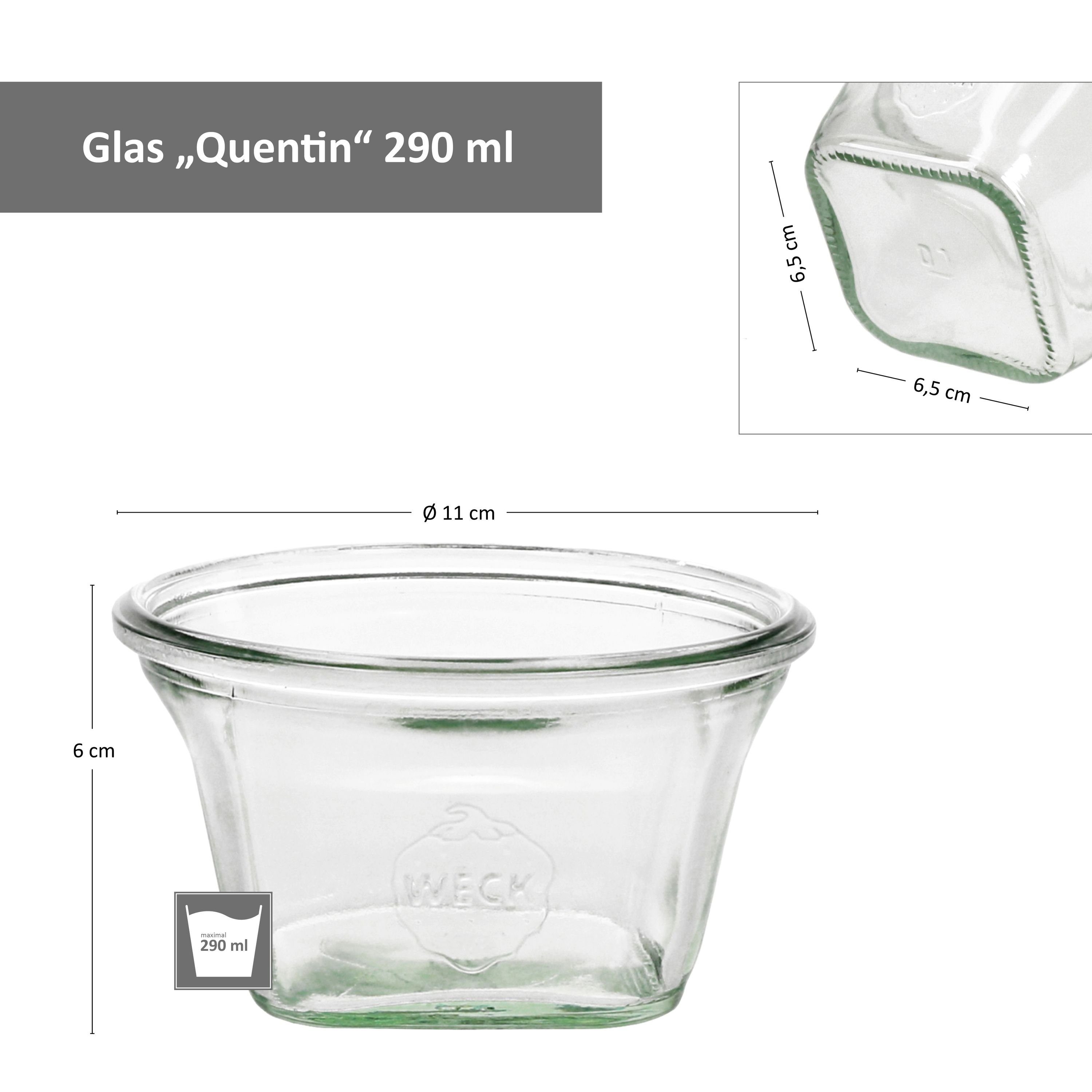 Set Glas 9 + ml MamboCat Einmachglas Quentin Glasdeckel Weck 290 Rezeptheft, 9er mit