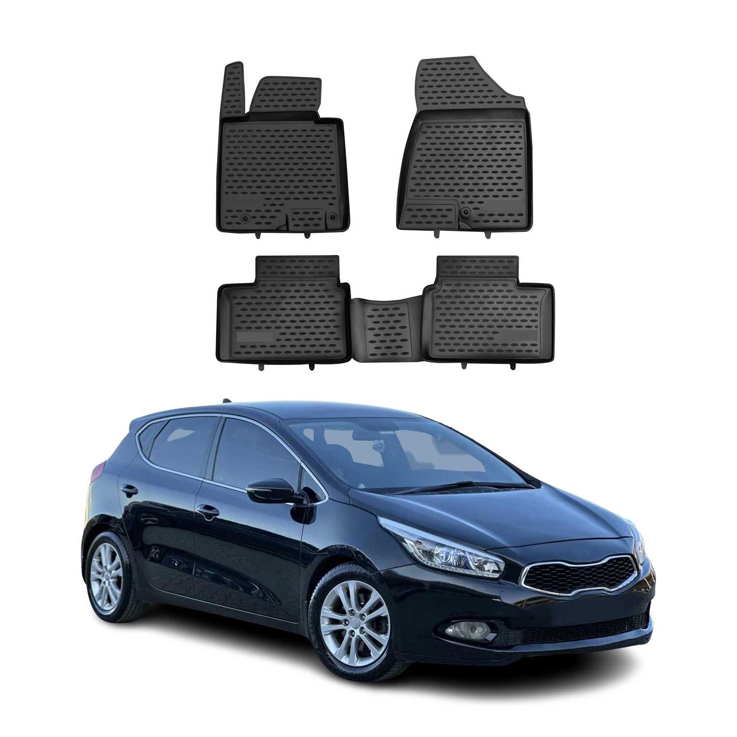OMAC Auto-Fußmatten für Kia Ceed 2012-2018 Schwarz 4 tlg TPE Automatten (4 St), für Kia Ceed 2012-2018 Kia Ceed 2012-2018, Antirutsch,Wasserfest,Einfache Installation