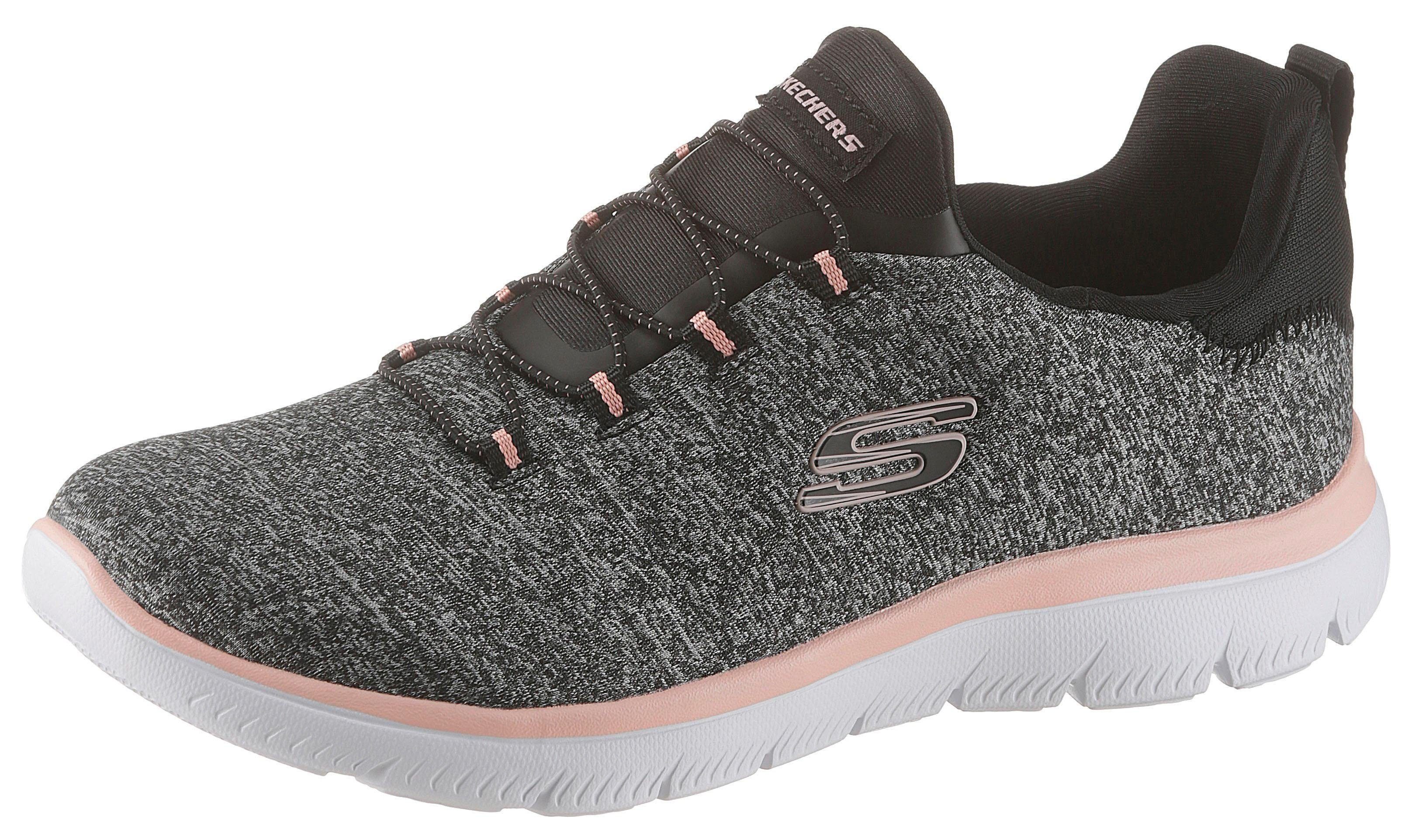 Skechers Summits-Quick Getaway Slip-On Sneaker mit Gummiband schwarz / altrosa