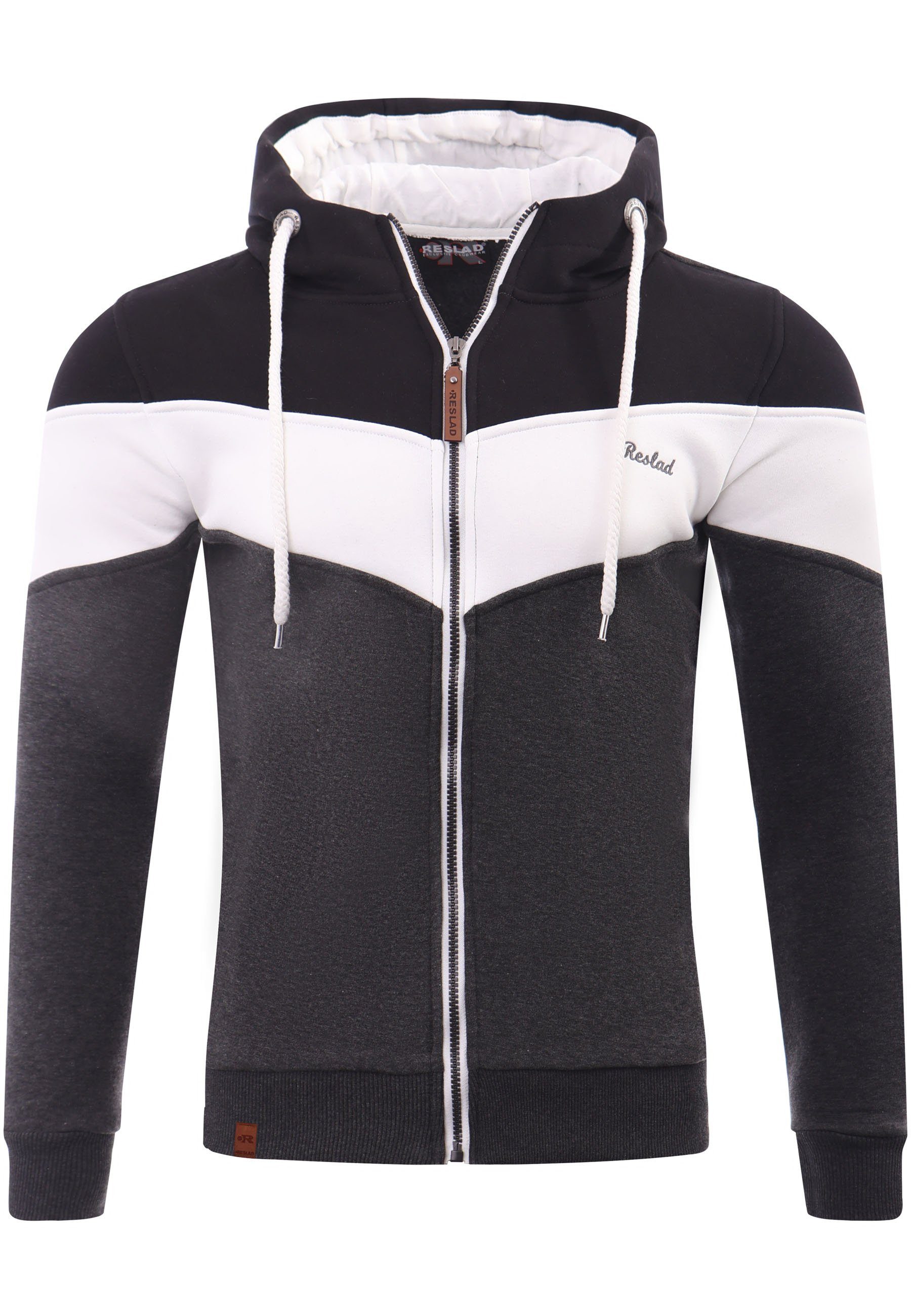 Reslad Sweatjacke Reslad RS-1007 Sweater Hoodie Zipper Sweatshirt Winter-Pullover Kapuzenpullover anthrazit-schwarz (1-tlg) Sweatjacke Pulli