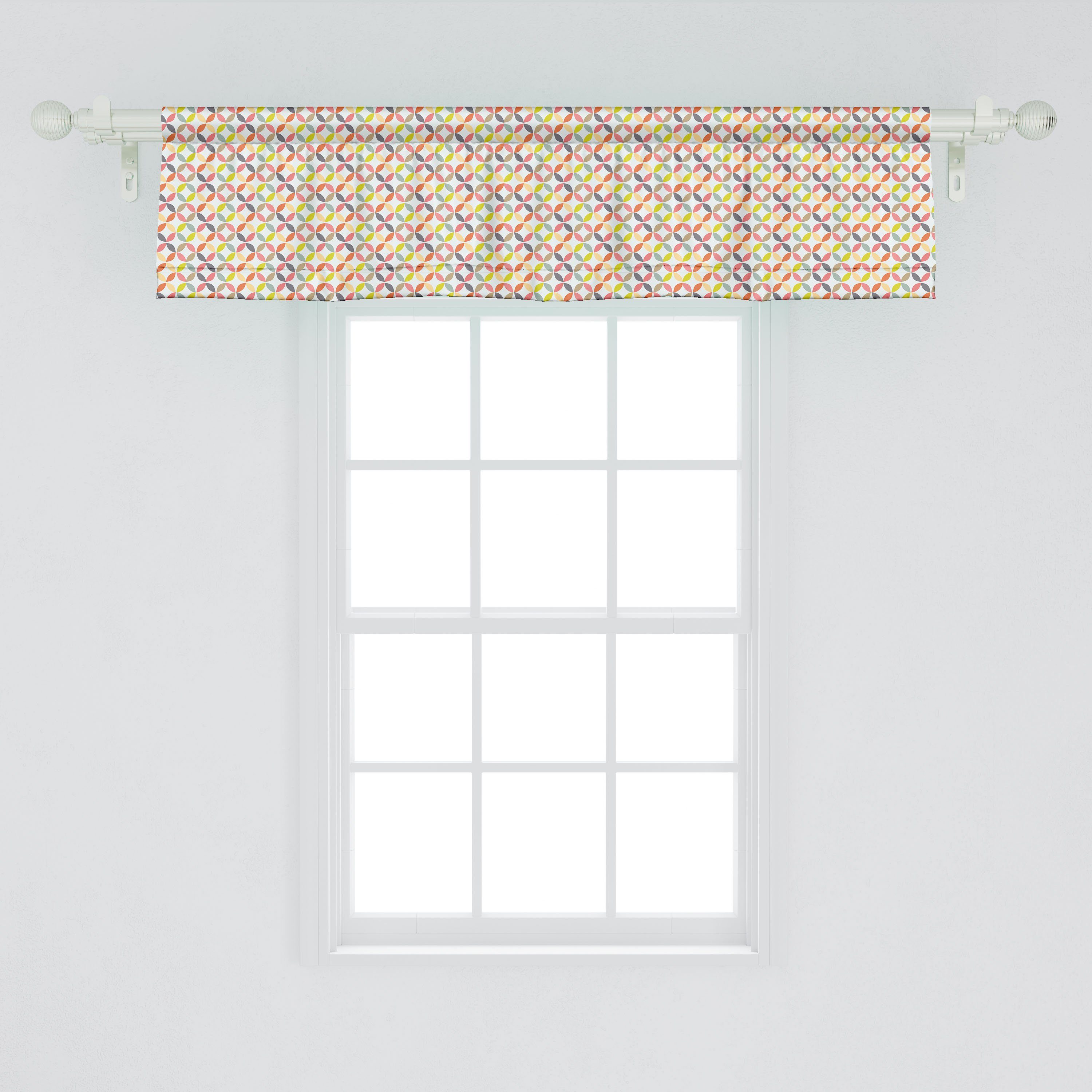 Volant Scheibengardine Ornament Microfaser, mit Vorhang Jahrgang Abakuhaus, Schlafzimmer Dekor Stangentasche, für Küche