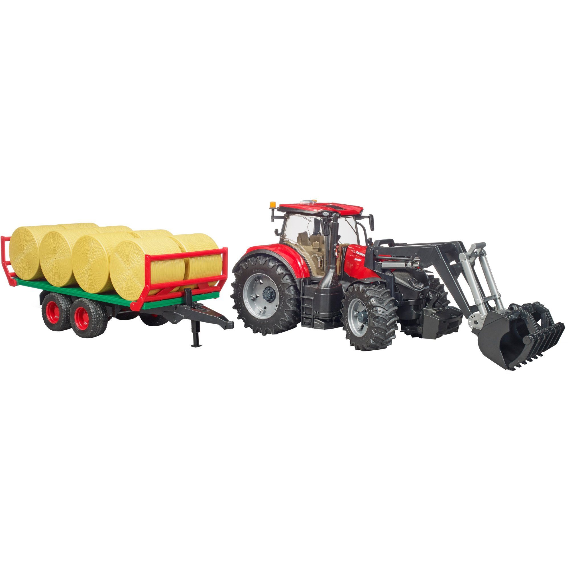 Bruder® Spielzeug-Auto Case IH Optum 300CVX mit Frontlader und Ballentransportanhänger