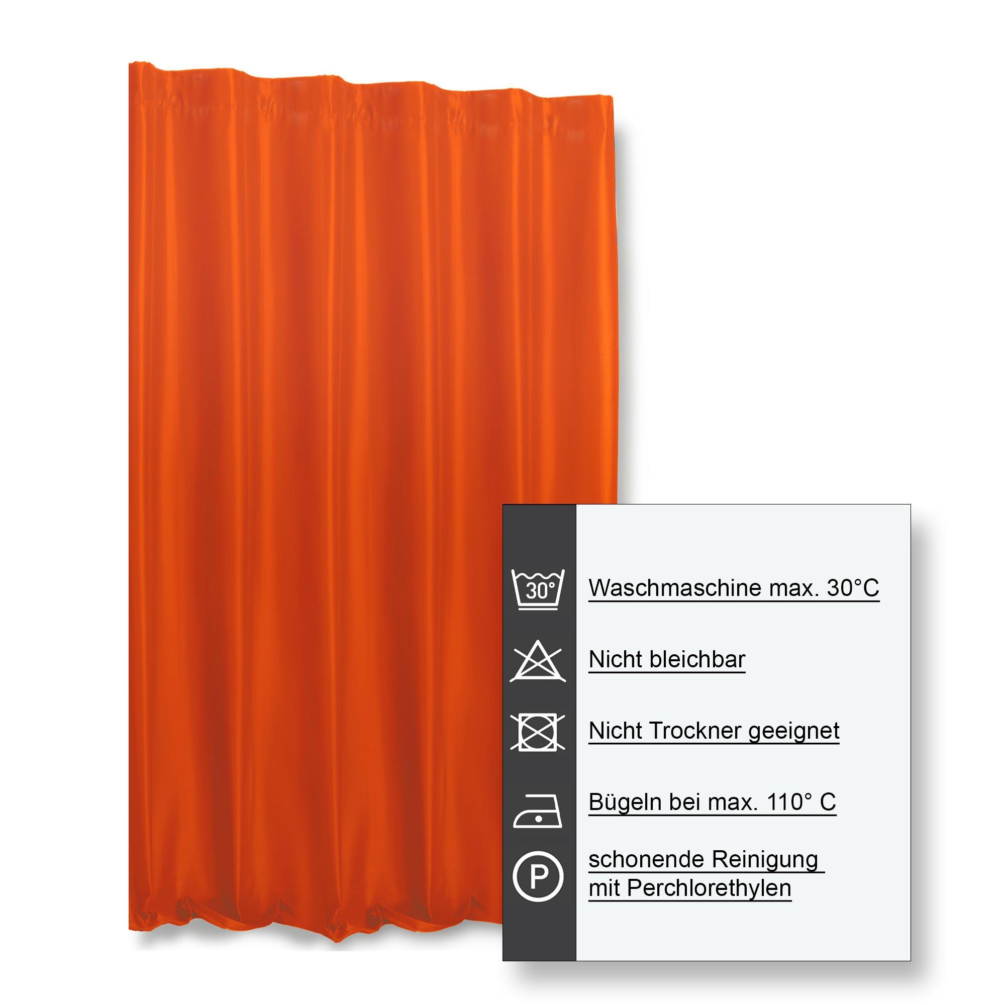 Türvorhang Thermovorhang Polyester Fleece, (1 Haus Polar Deko, 245x245 blickdicht Kräuselband und cm St), breit blickdicht, Kräuselband Orange
