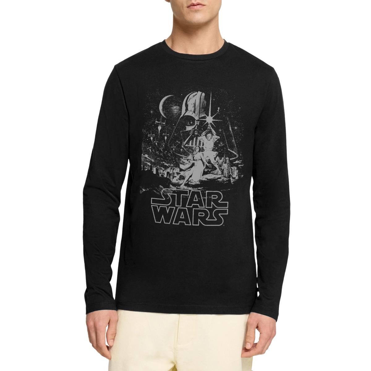 T-Shirt Star Wars Galaxie Darth Vader Retro Premium Langarmshirt Herren