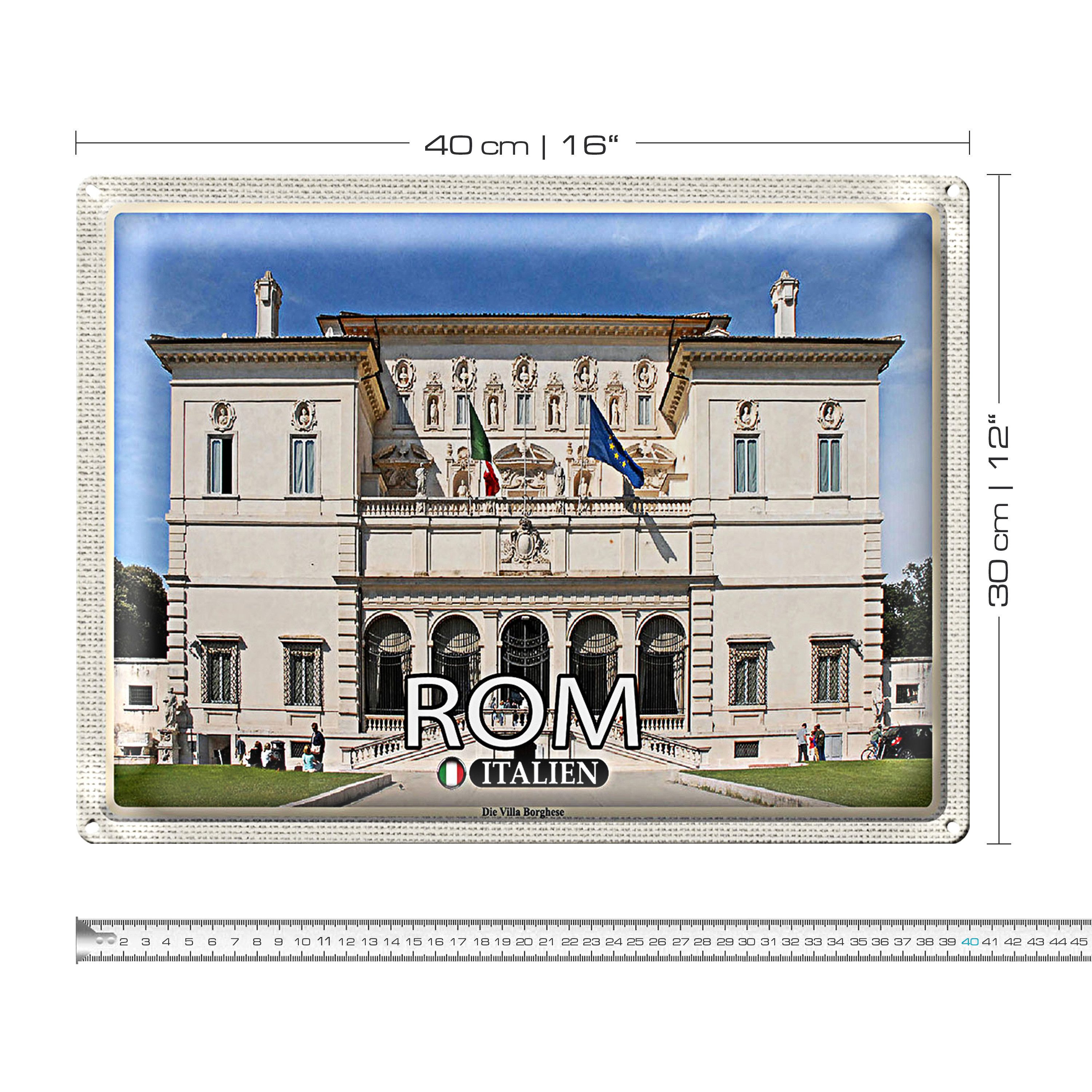 Roomando Metallschild Reise Rom Italien Die Villa Borghese 40x30cm