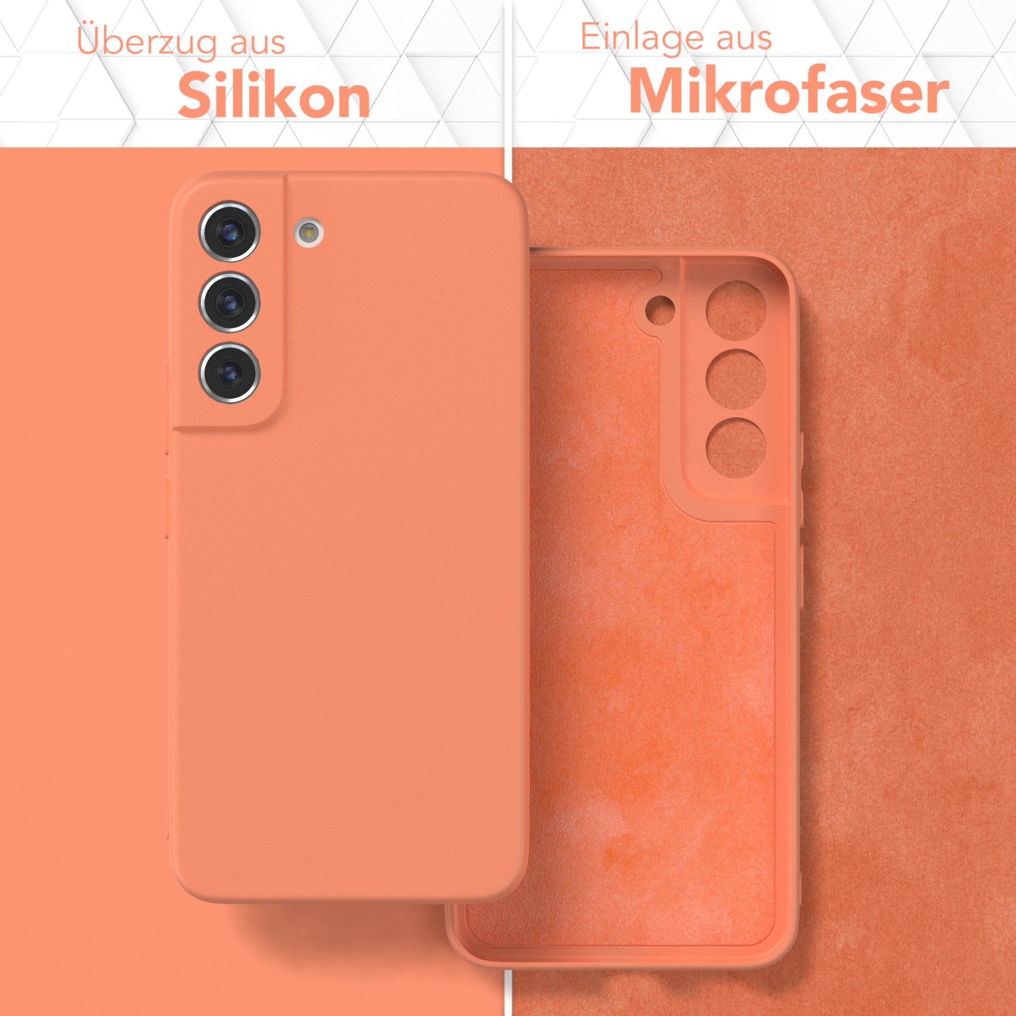 EAZY CASE Handyhülle für Samsung Galaxy S22 5G Hülle Silikon 6,1 Zoll, Schutzhülle mit Kameraschutz telefonhülle elastisch bumper tpu Orange