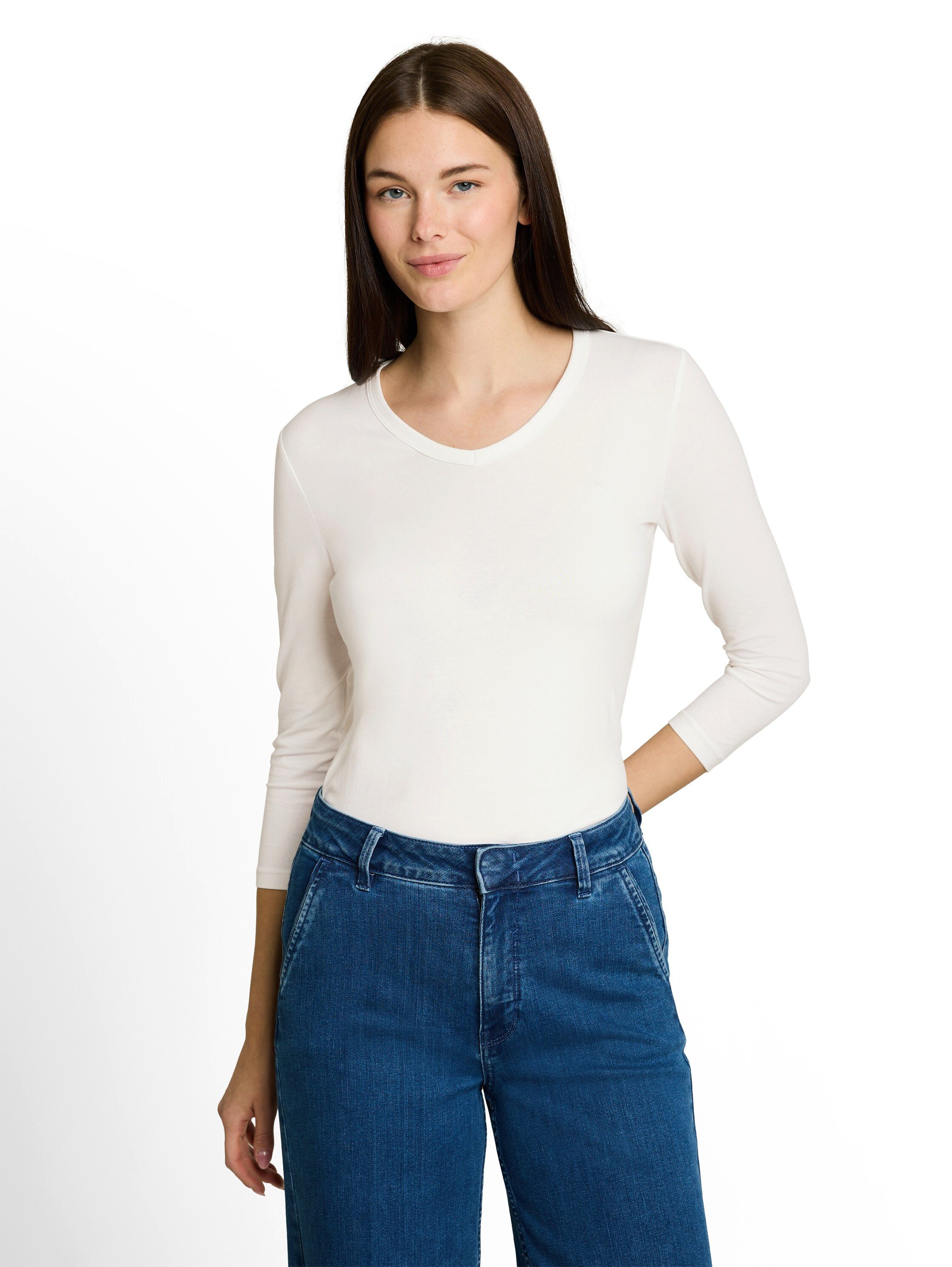 TOM TAILOR Langarmshirt Regular mit V-Ausschnitt