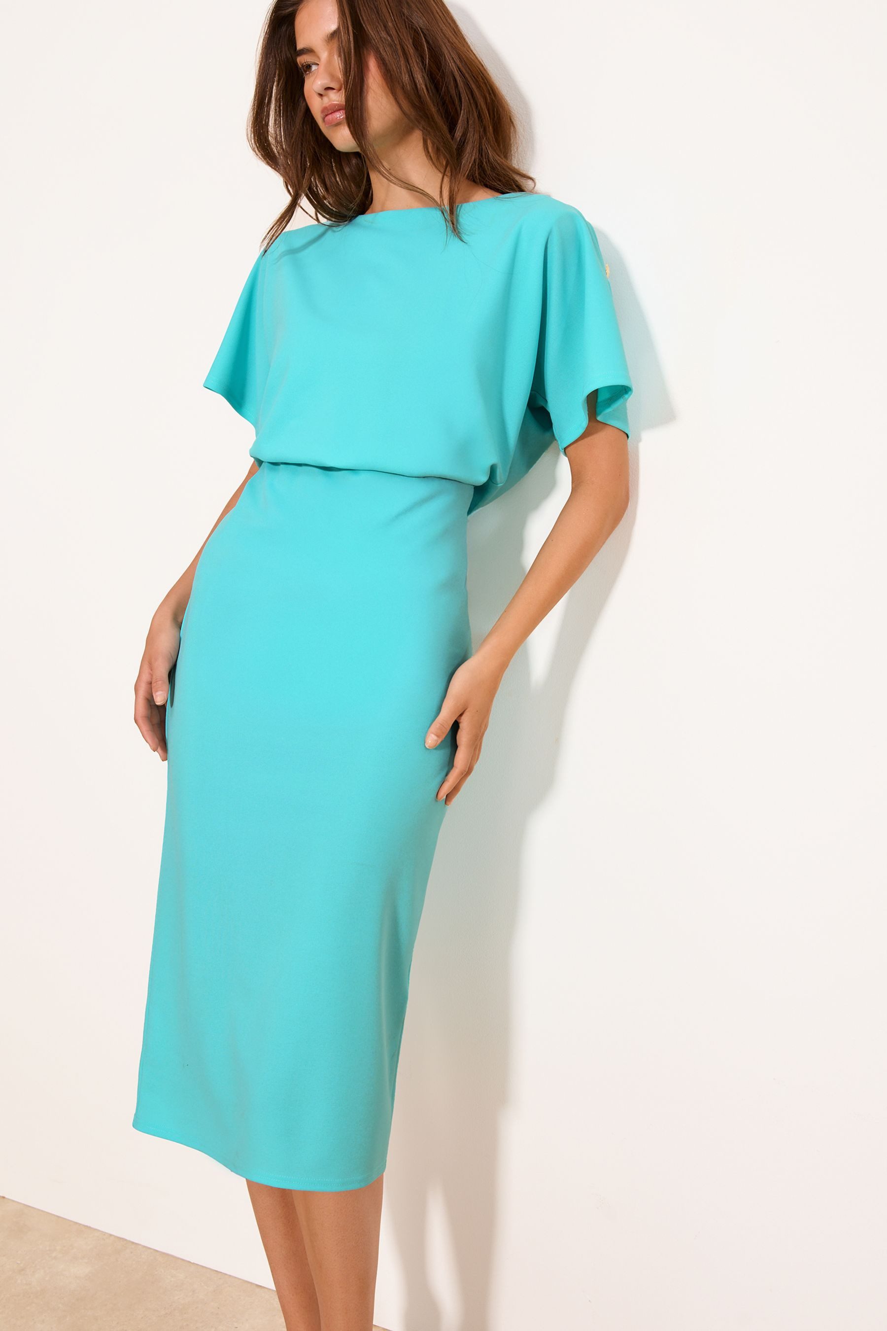 LIPSY Midikleid Lipsy enges Blouson-Midikleid mit Knopf, Regular (1-tlg)