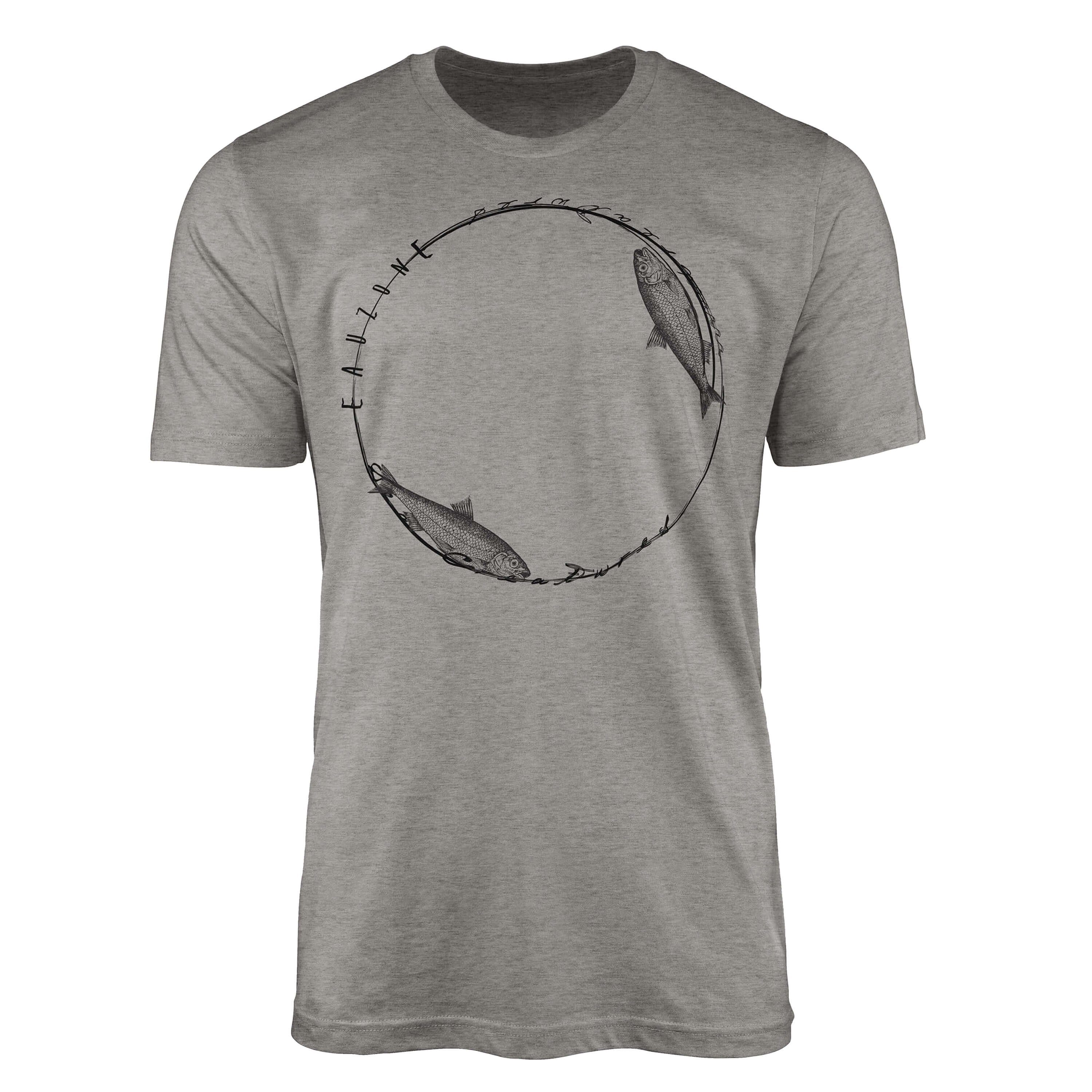 Sinus Art T-Shirt T-Shirt Tiefsee Fische - Serie: Sea Creatures, feine Struktur und sportlicher Schnitt / Sea 039 Ash