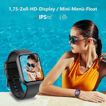 Bebinca Smartwatch (1,75 Zoll, Android iOS), 2023 Handyuhren Lautsprecher HD 28 Spritzmodi IP68 Wasserdicht Uhr