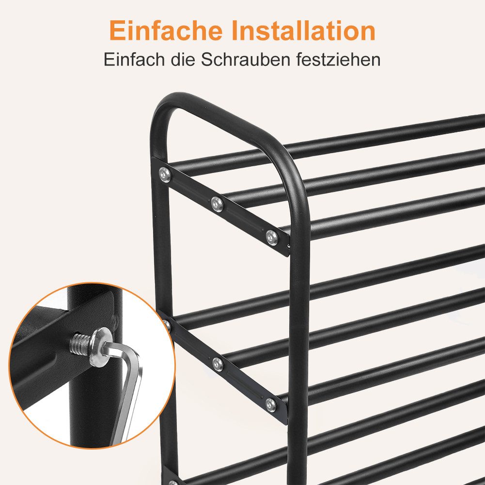 OSTWOLKE Schuhregal Expandable Schuhregal 3 Ebenen Adjustable Schuhaufbewahrung 43 - 78cm, Metall, Platzsparend für Diele, Flur – Bild 4 von 5
