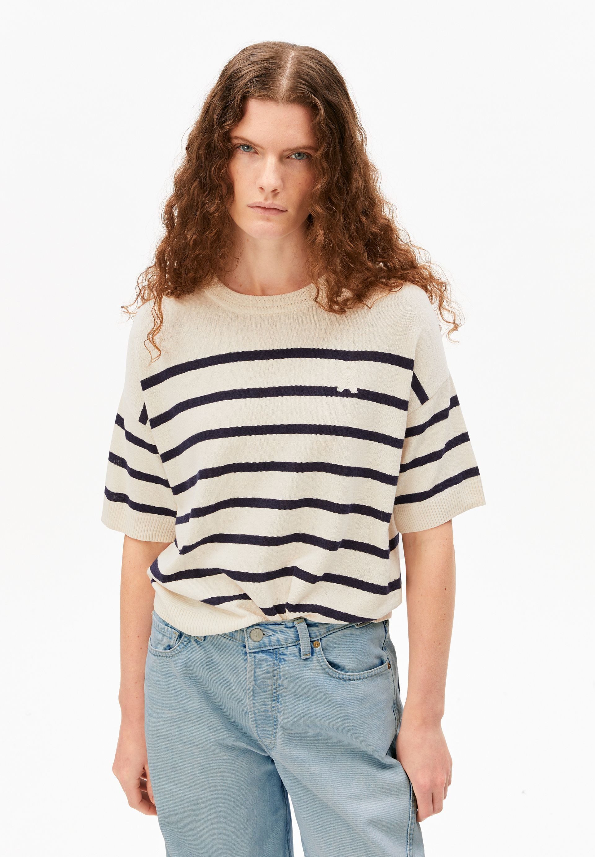Armedangels T-Shirt STRIPE Strickshirt aus Leinen-Mix Relaxed Fit