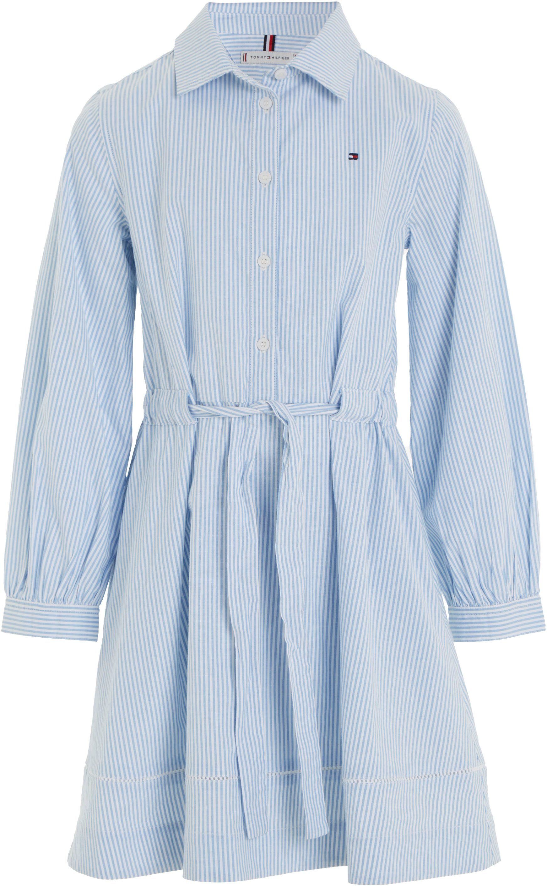 Lochstickerei STRIPE ITHACA Hemdblusenkleid SHIRT Saum DRESS am Tommy Hilfiger mit