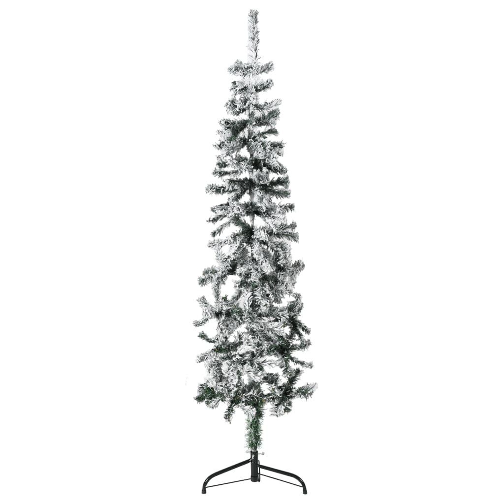 furnicato Künstlicher Weihnachtsbaum Künstlicher Halb-Weihnachtsbaum mit Schnee Schlank 150 cm