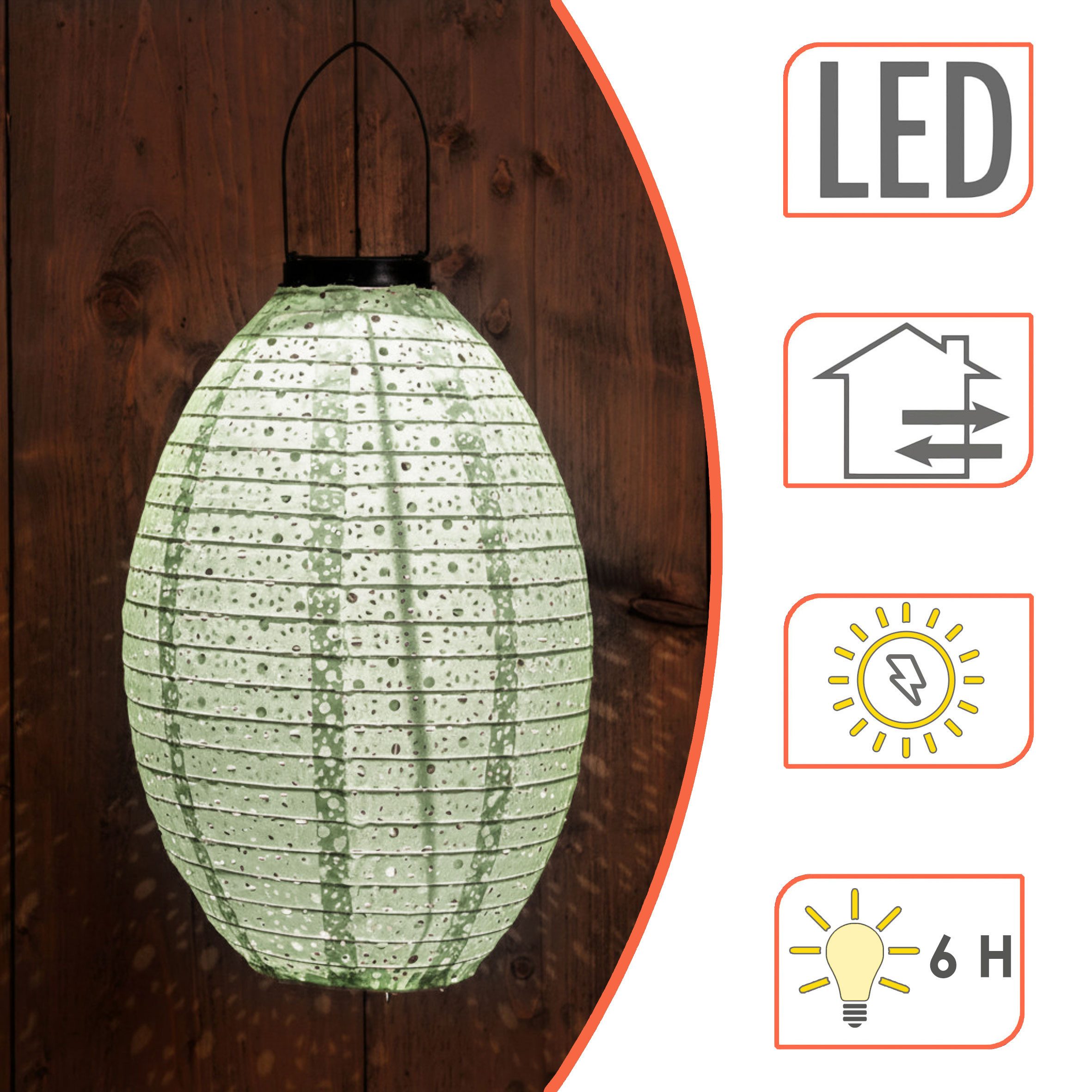 Spetebo LED Lampion Solar Textil Laterne Garten Deko Beleuchtung, Einschaltautomatik, LED fest integriert, warm weiß, Solar betrieben