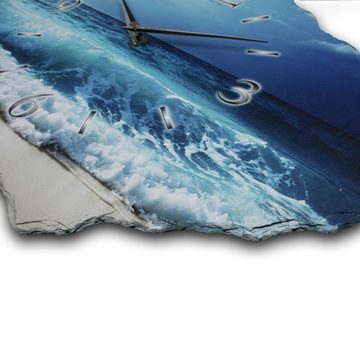 Kreative Feder Wanduhr Design-Wanduhr aus Stein (Beton) „Ozean“ (Funk- oder Quarzuhrwerk; ohne Ticken; elegant, außergewöhnlich, modern)