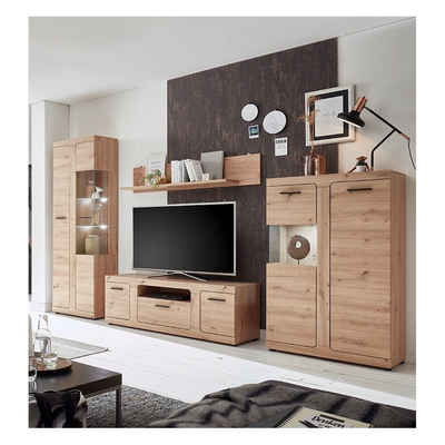 HBZ Mediawand Anbauwand Wohnwand Wohnzimerschrank inkl. Beleuchtung Artisan Eiche Nb. ARSENAL ca. 320 cm