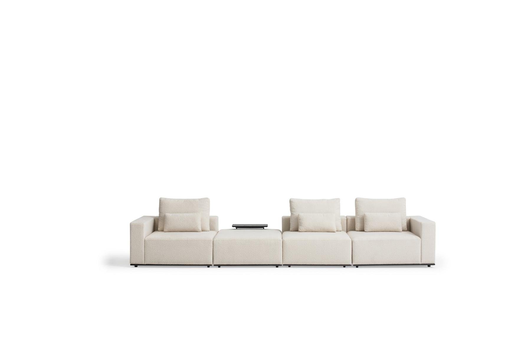Stoff Luxus Teile, Sechssitzer Big-Sofa in Europe Wohnzimmermöbel Made 4 Sofa Weißer JVmoebel Möbel,
